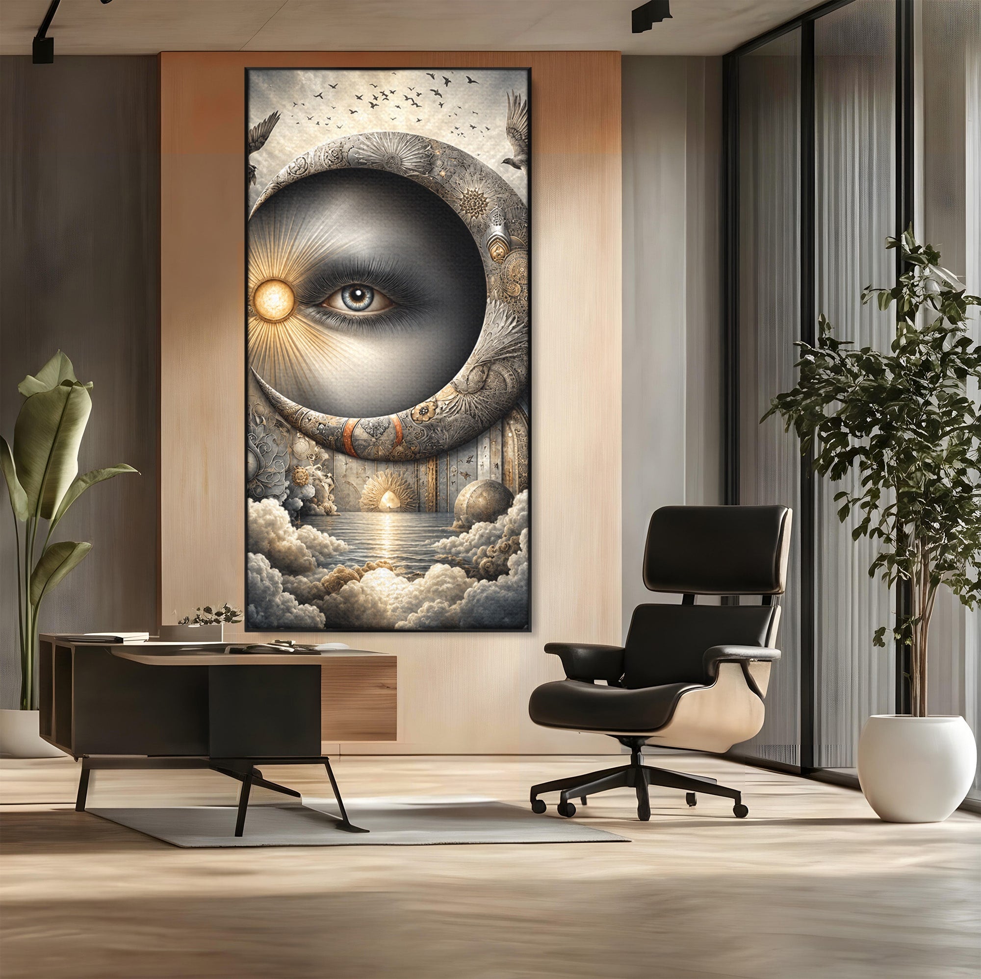 Tablou Canvas Premium LuxCanva® U1012, Ochiul Lunii, Fantezie, Cer, Luna, Ochi, Dormitor, Culori Vibrante