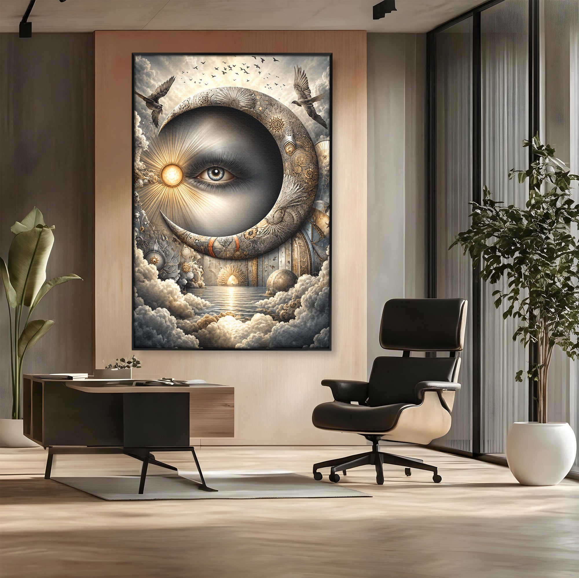 Tablou Canvas Premium LuxCanva® U1012, Ochiul Lunii, Fantezie, Cer, Luna, Ochi, Dormitor, Culori Vibrante