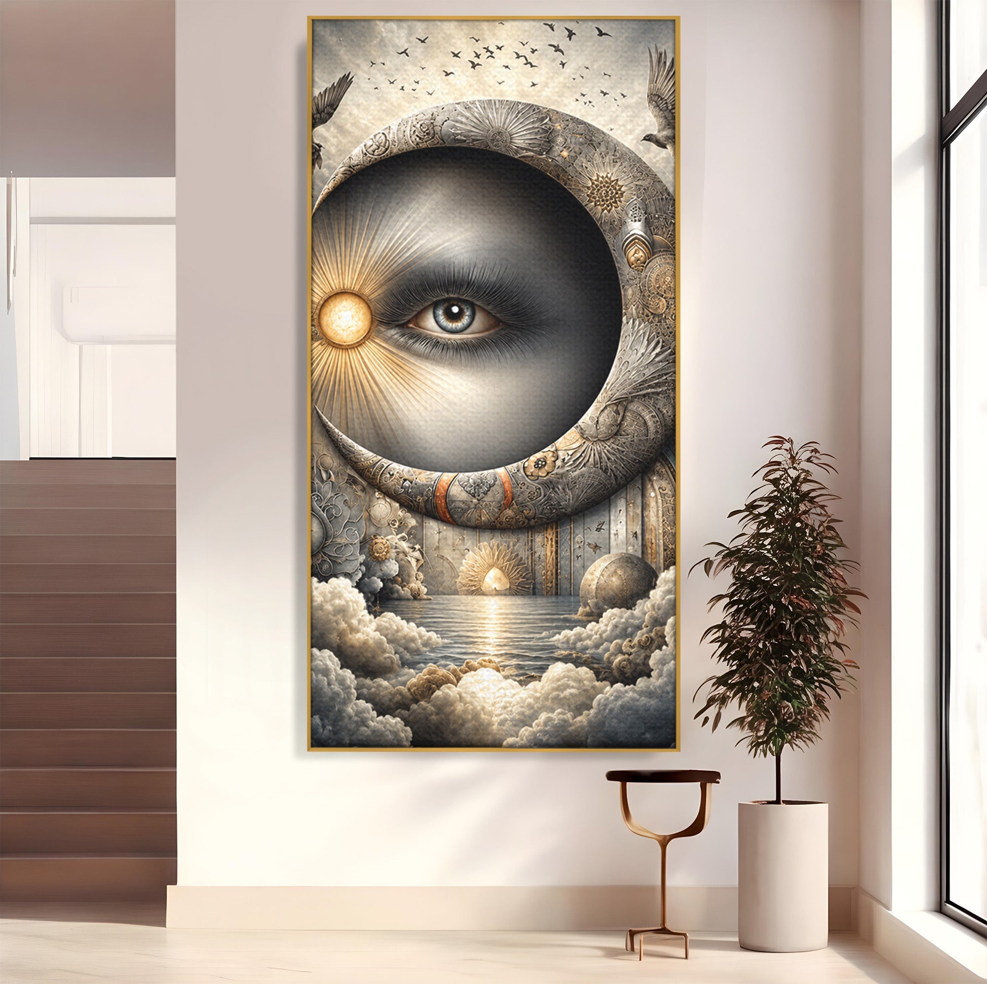 Tablou Canvas Premium LuxCanva® U1012, Ochiul Lunii, Fantezie, Cer, Luna, Ochi, Dormitor, Culori Vibrante