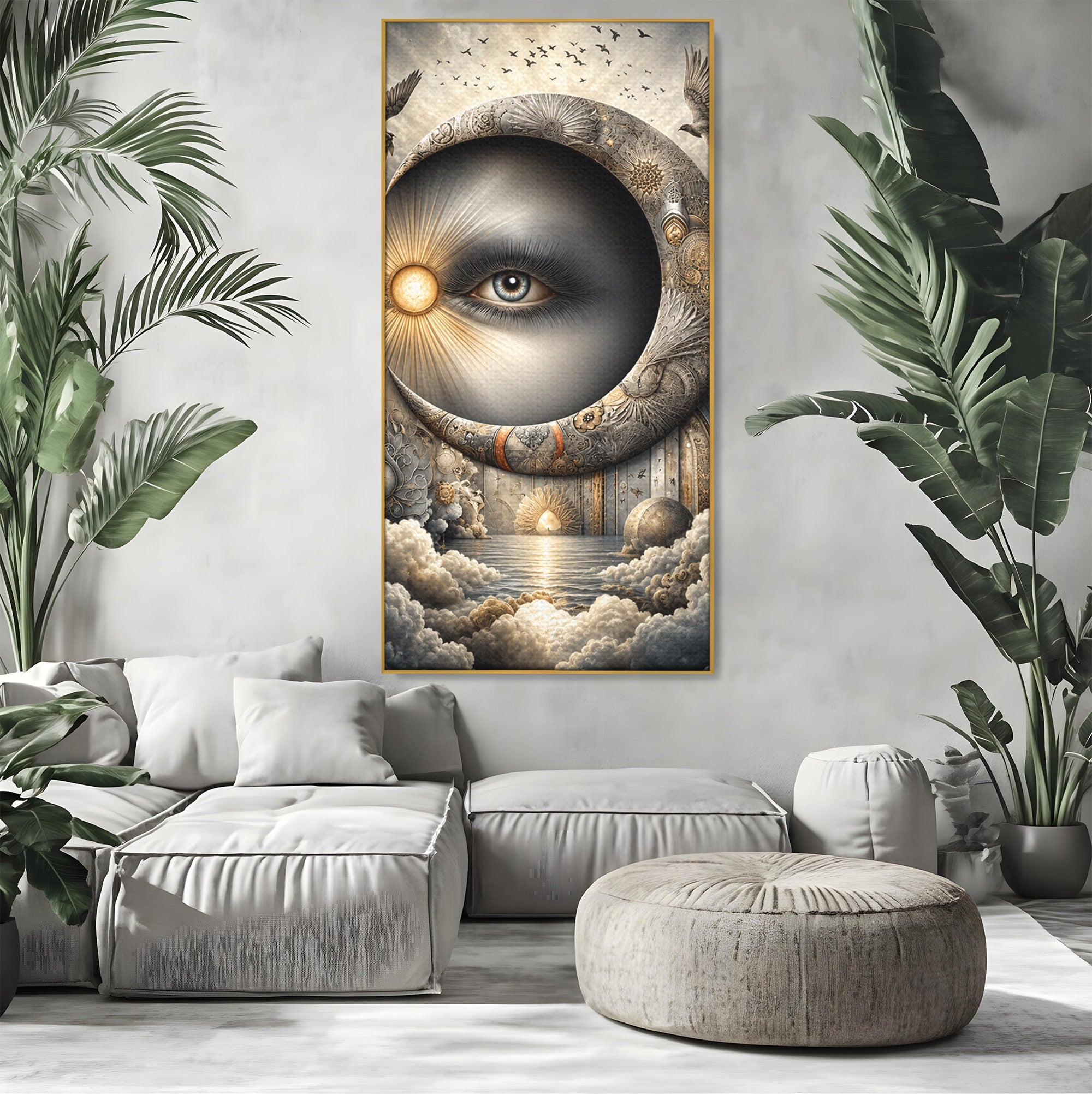 Tablou Canvas Premium LuxCanva® U1012, Ochiul Lunii, Fantezie, Cer, Luna, Ochi, Dormitor, Culori Vibrante