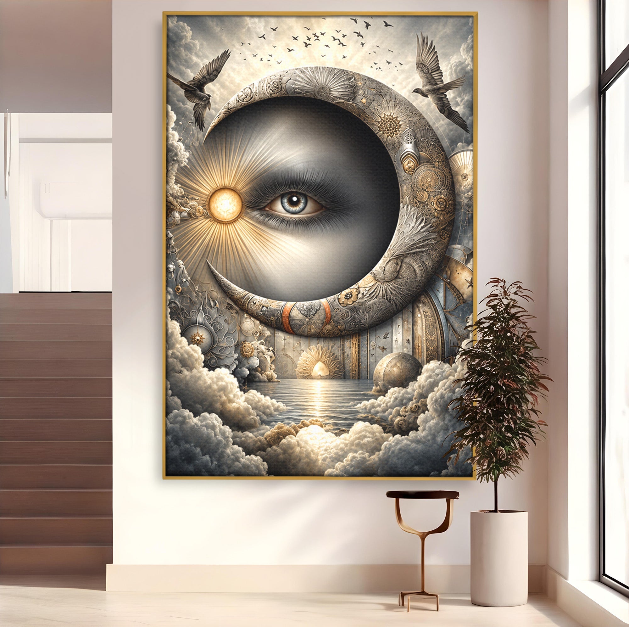 Tablou Canvas Premium LuxCanva® U1012, Ochiul Lunii, Fantezie, Cer, Luna, Ochi, Dormitor, Culori Vibrante