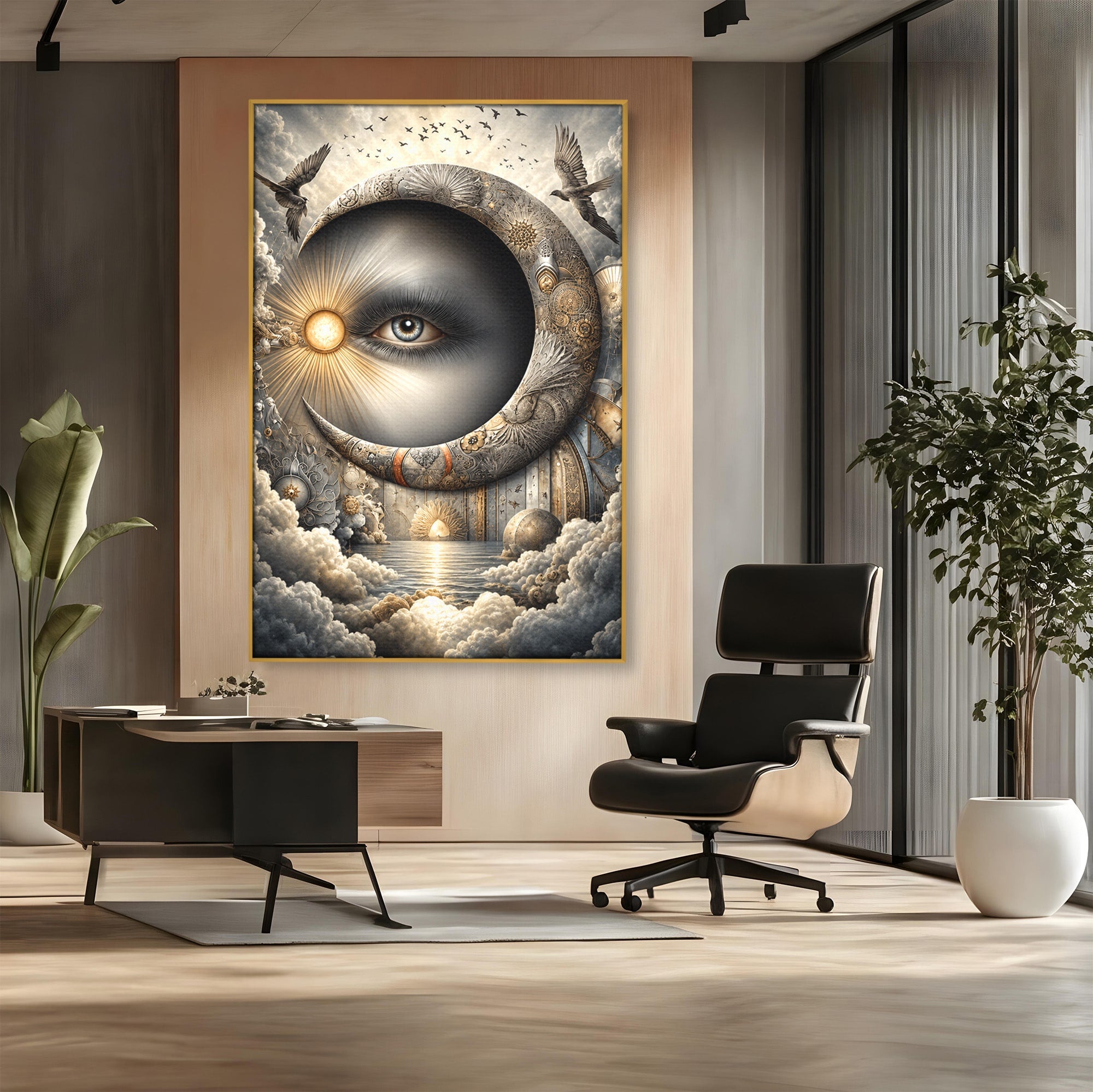 Tablou Canvas Premium LuxCanva® U1012, Ochiul Lunii, Fantezie, Cer, Luna, Ochi, Dormitor, Culori Vibrante