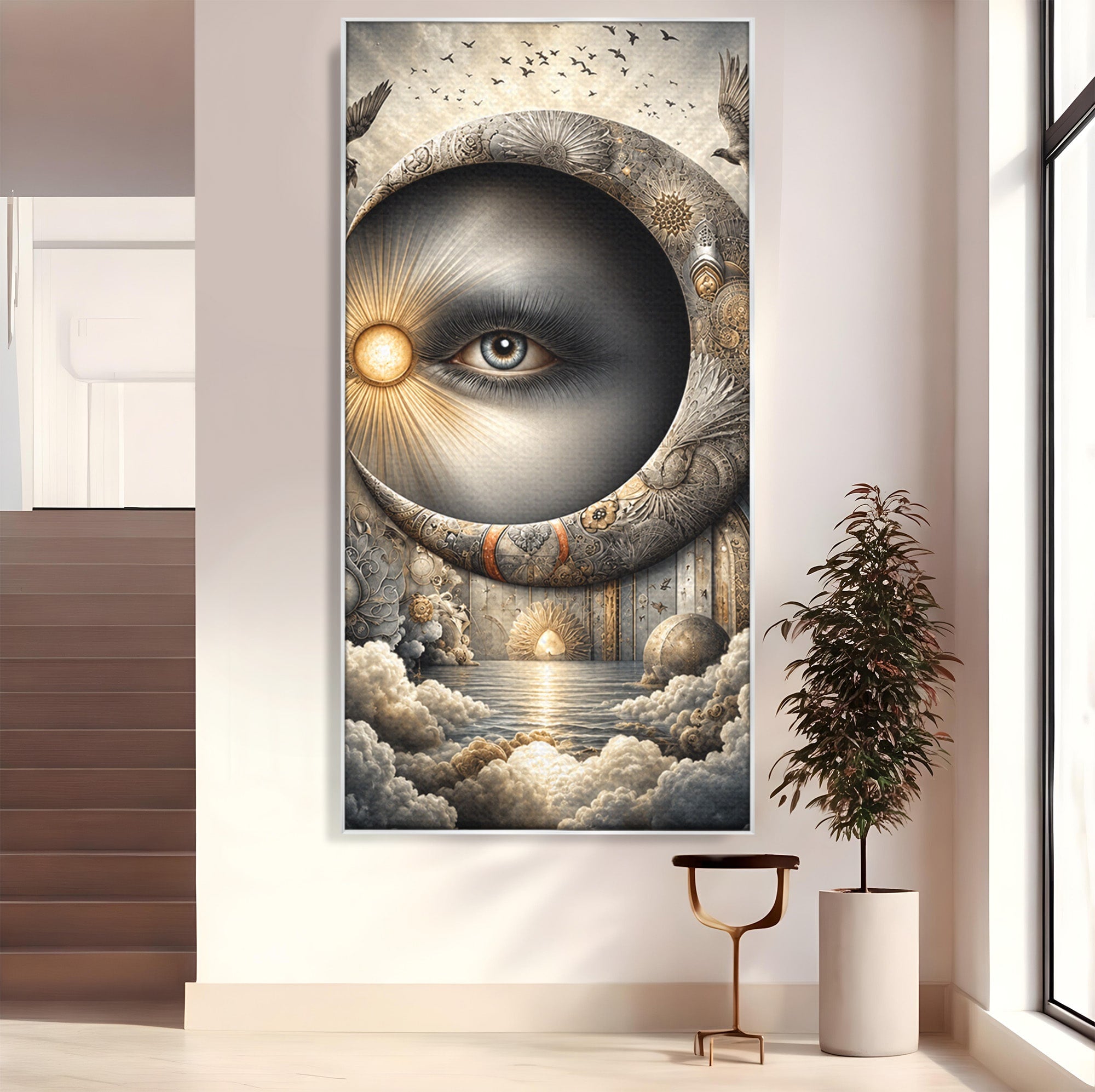 Tablou Canvas Premium LuxCanva® U1012, Ochiul Lunii, Fantezie, Cer, Luna, Ochi, Dormitor, Culori Vibrante