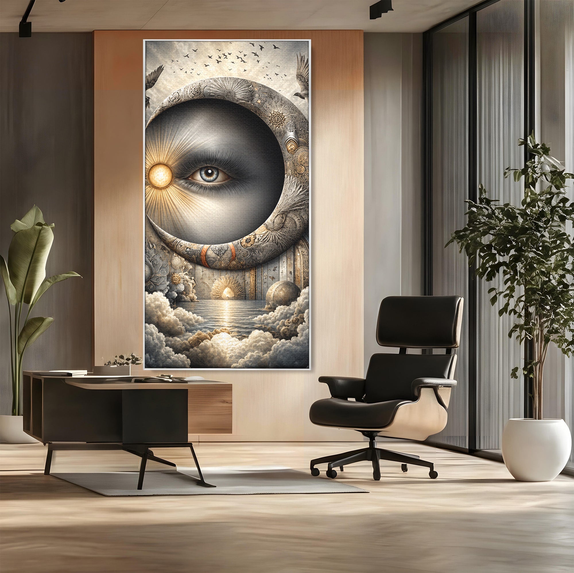 Tablou Canvas Premium LuxCanva® U1012, Ochiul Lunii, Fantezie, Cer, Luna, Ochi, Dormitor, Culori Vibrante