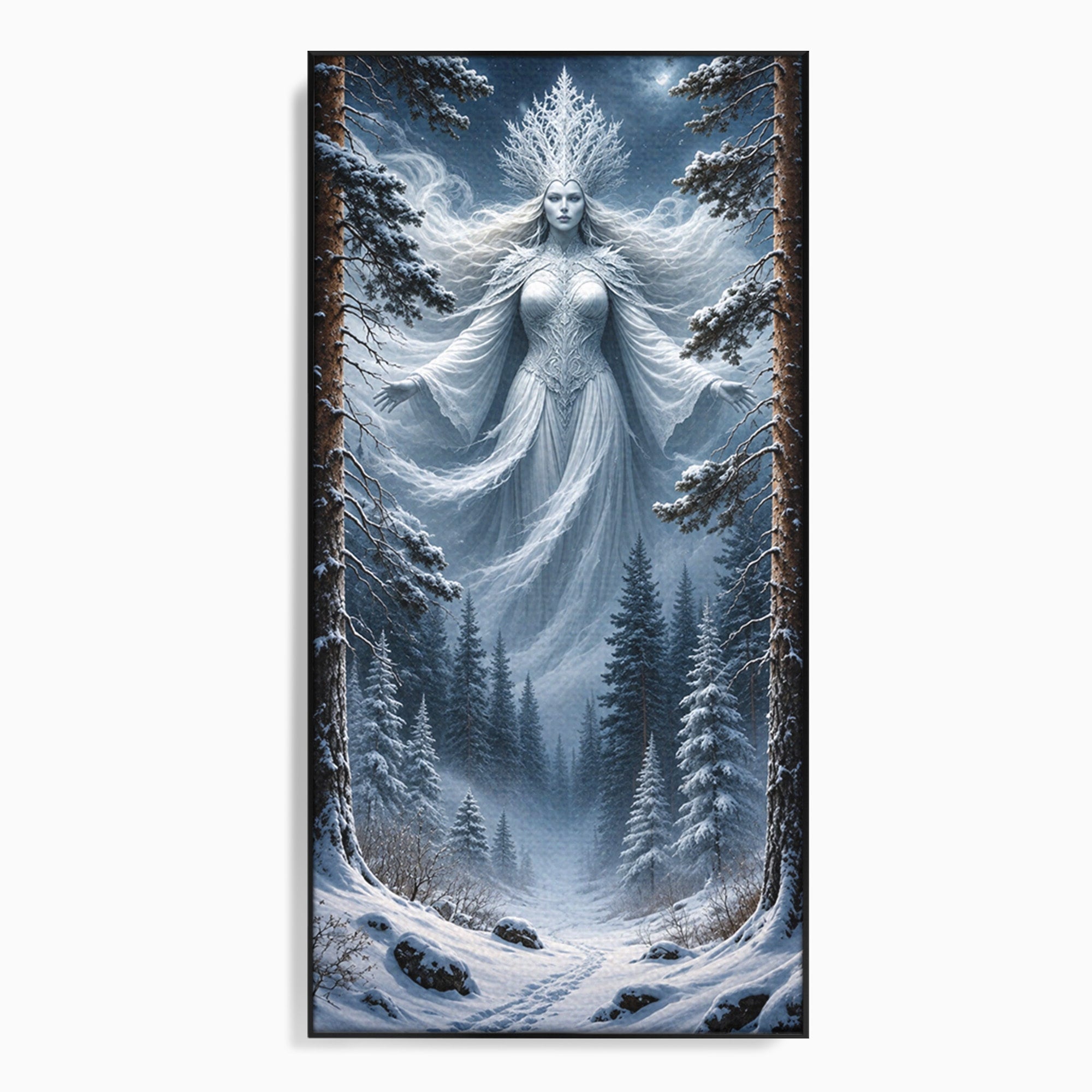 Tablou Canvas Premium LuxCanva® U1014, Regina Zapezii, Iarna, Padure, Fantezie, Regina, Dormitor, Culori Vibrante
