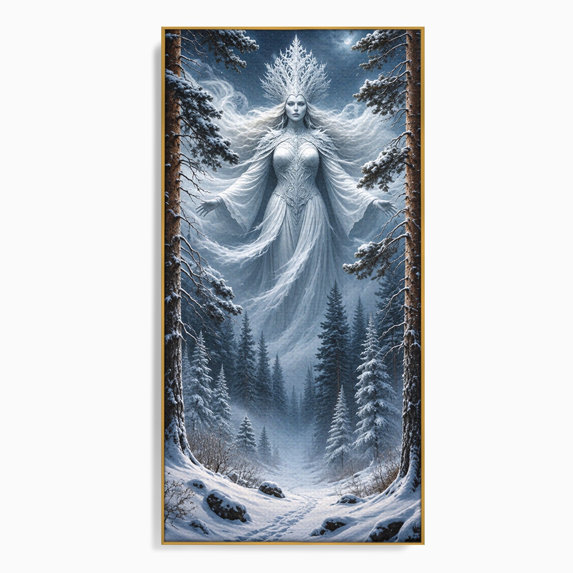 Tablou Canvas Premium LuxCanva® U1014, Regina Zapezii, Iarna, Padure, Fantezie, Regina, Dormitor, Culori Vibrante