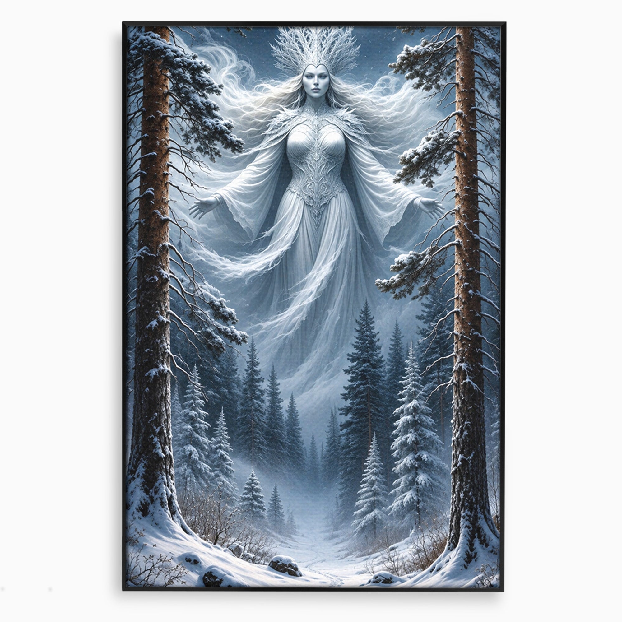 Tablou Canvas Premium LuxCanva® U1014, Regina Zapezii, Iarna, Padure, Fantezie, Regina, Dormitor, Culori Vibrante