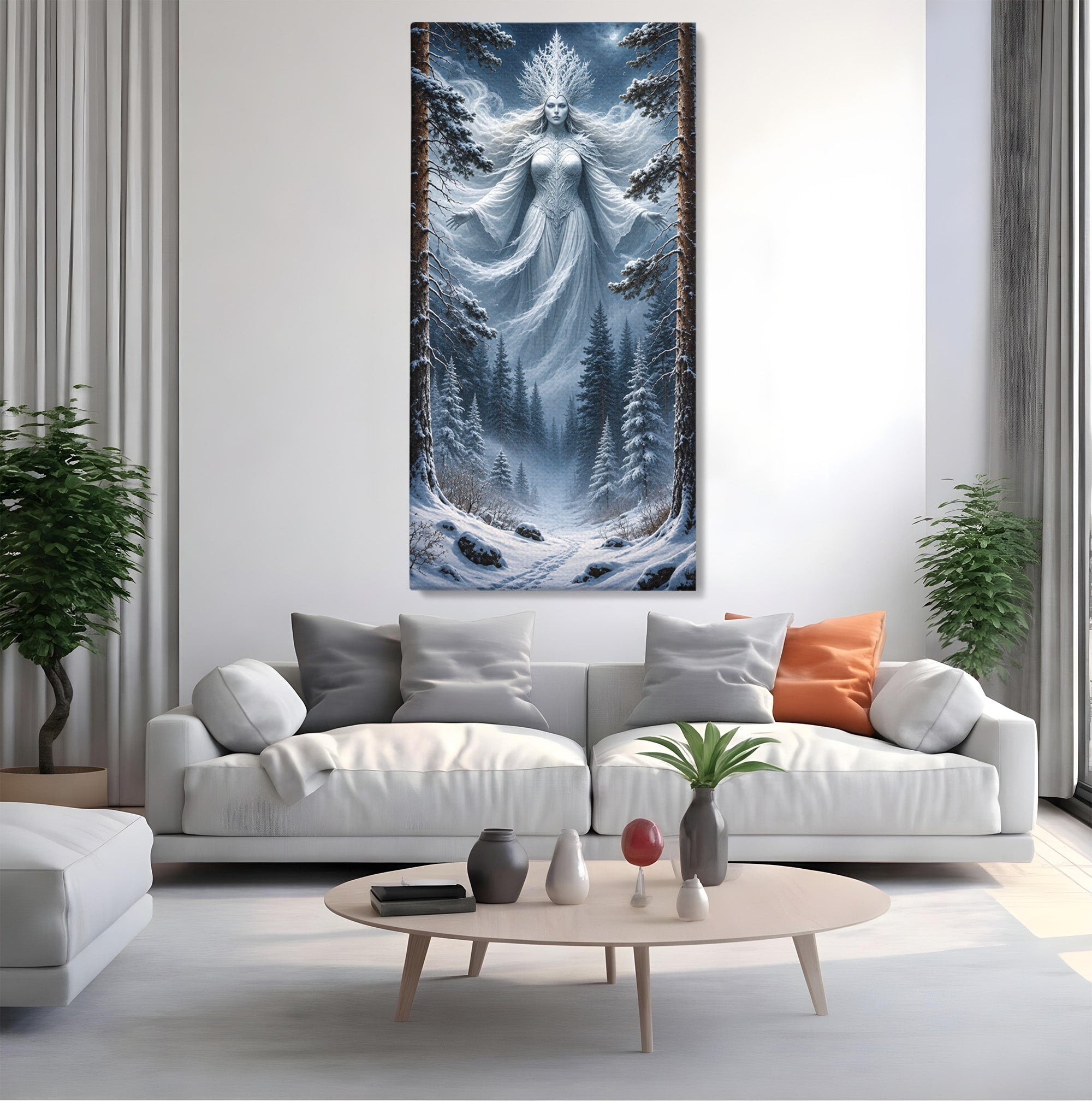 Tablou Canvas Premium LuxCanva® U1014, Regina Zapezii, Iarna, Padure, Fantezie, Regina, Dormitor, Culori Vibrante