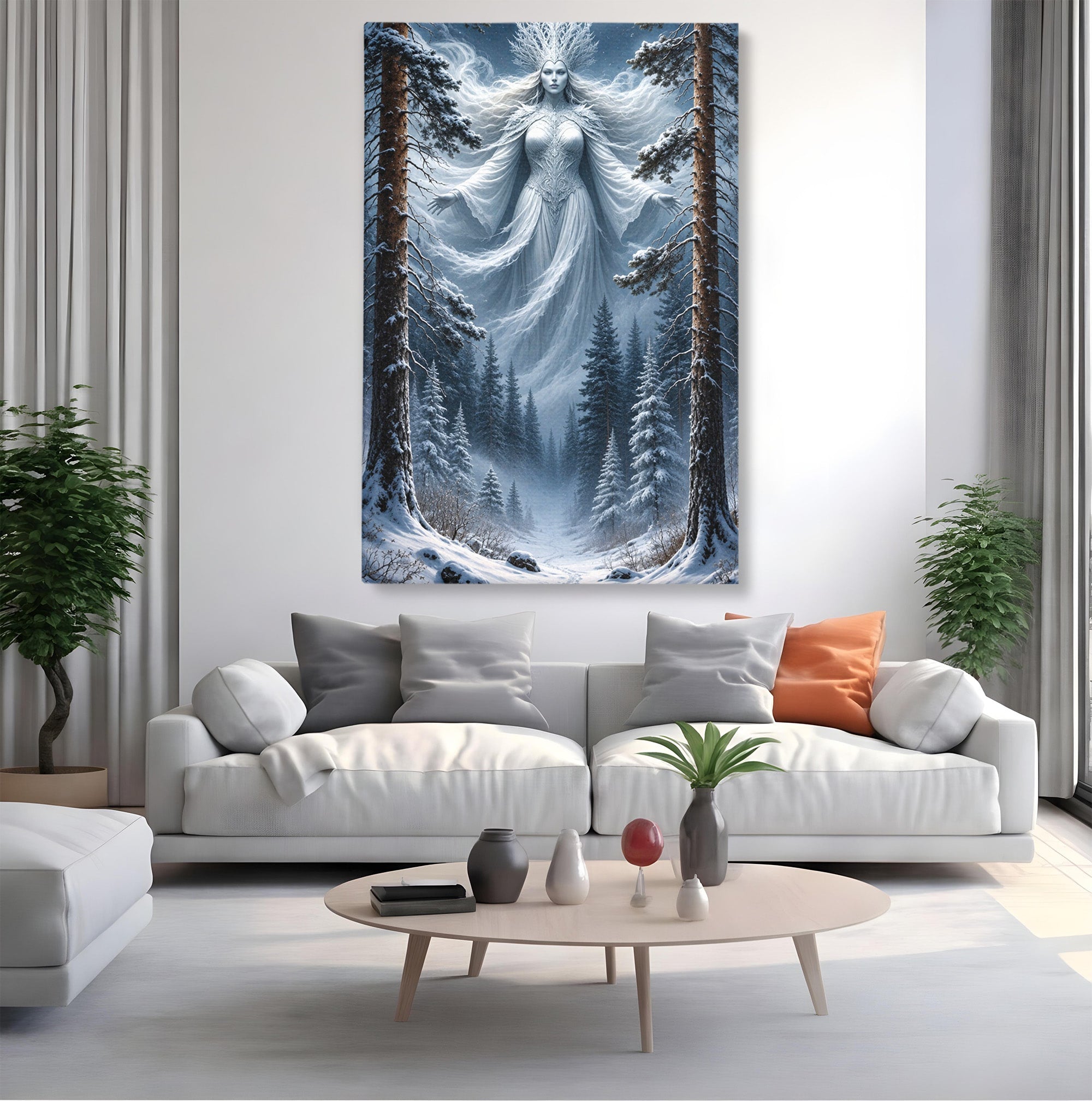 Tablou Canvas Premium LuxCanva® U1014, Regina Zapezii, Iarna, Padure, Fantezie, Regina, Dormitor, Culori Vibrante