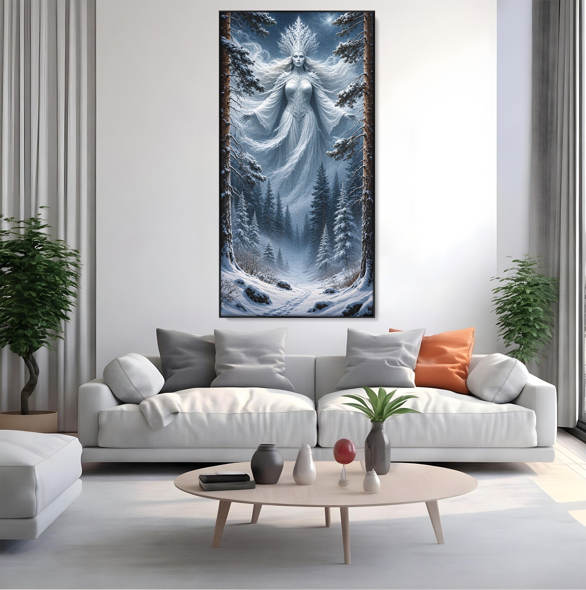 Tablou Canvas Premium LuxCanva® U1014, Regina Zapezii, Iarna, Padure, Fantezie, Regina, Dormitor, Culori Vibrante