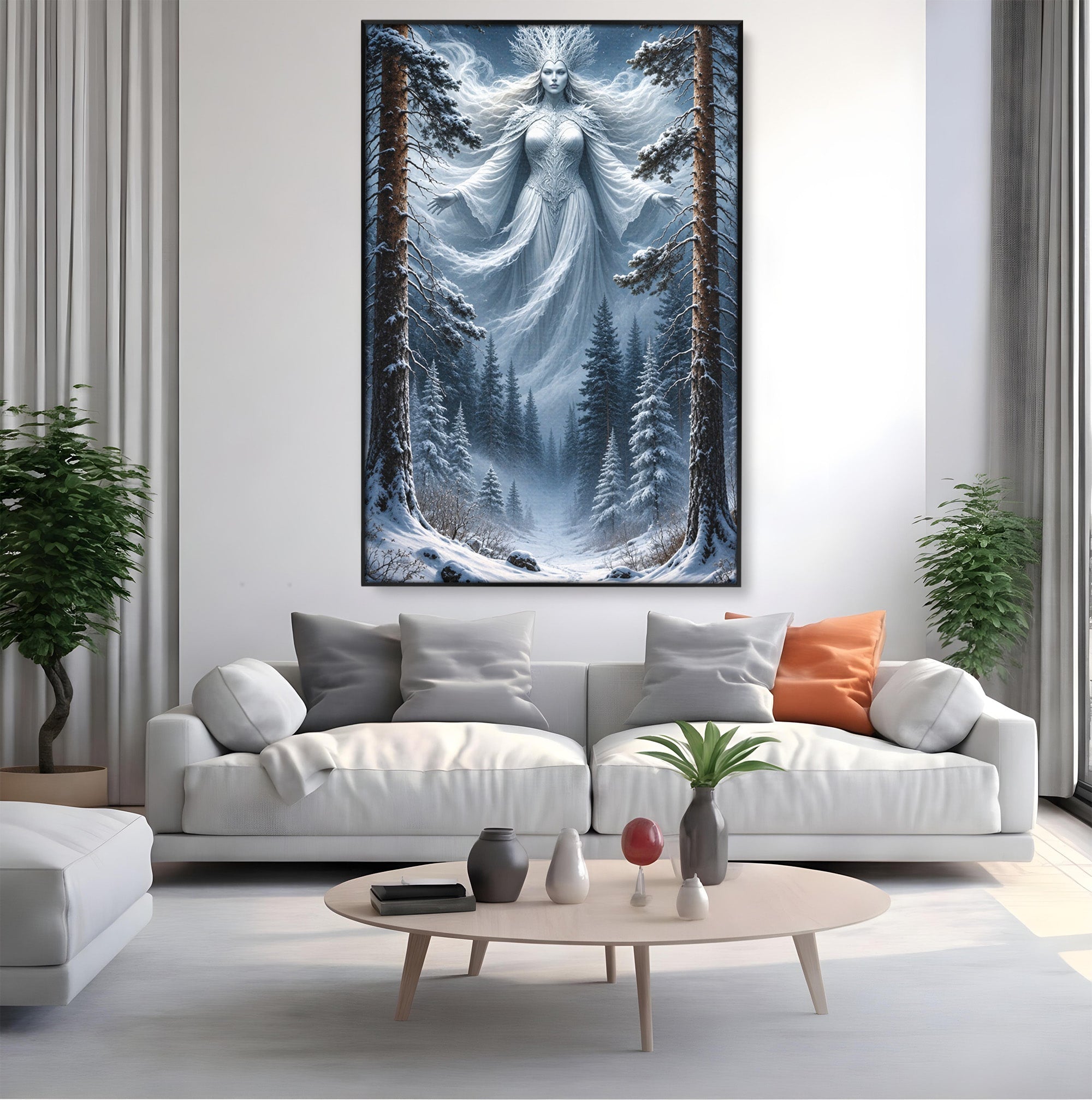 Tablou Canvas Premium LuxCanva® U1014, Regina Zapezii, Iarna, Padure, Fantezie, Regina, Dormitor, Culori Vibrante