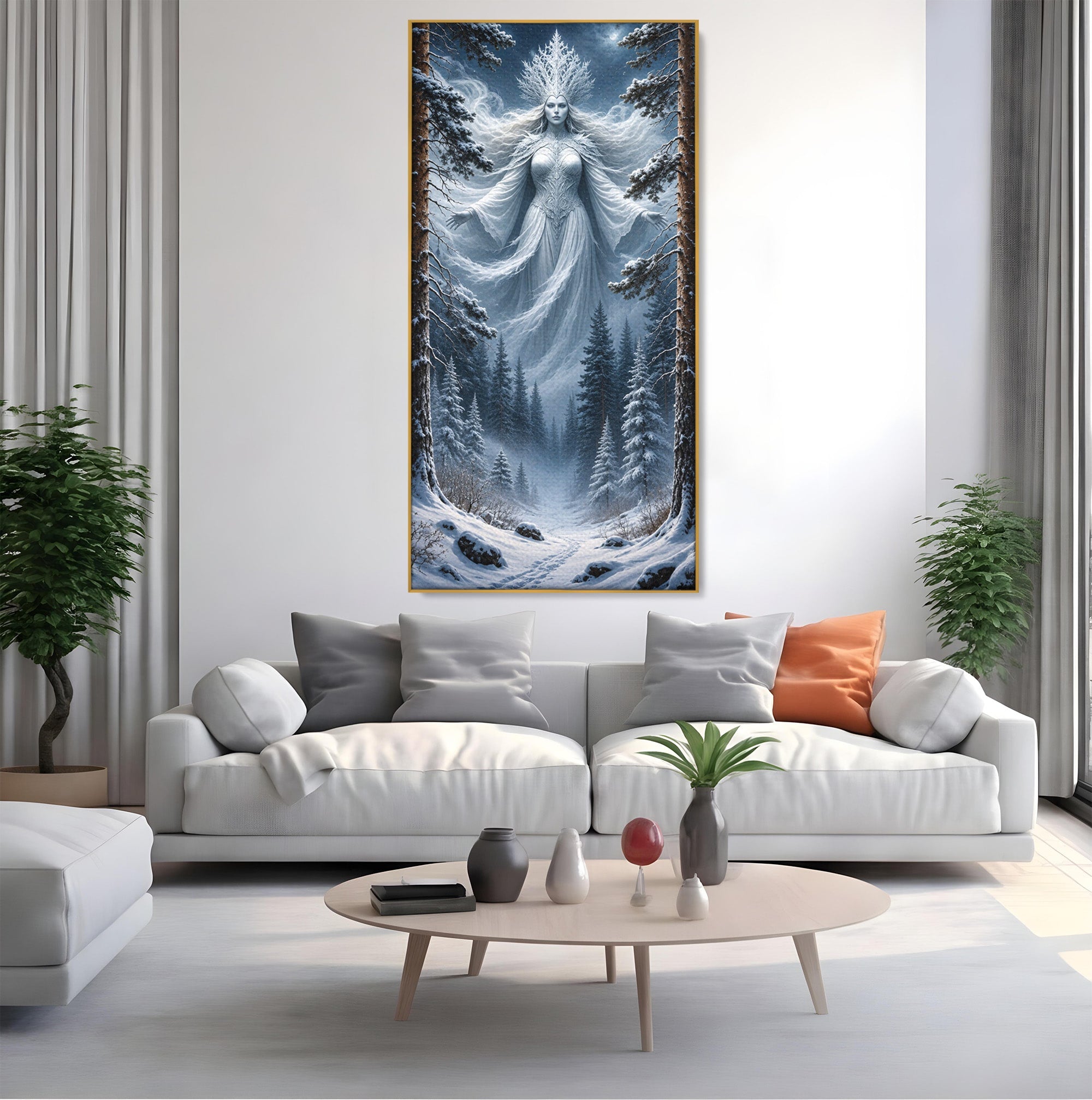 Tablou Canvas Premium LuxCanva® U1014, Regina Zapezii, Iarna, Padure, Fantezie, Regina, Dormitor, Culori Vibrante