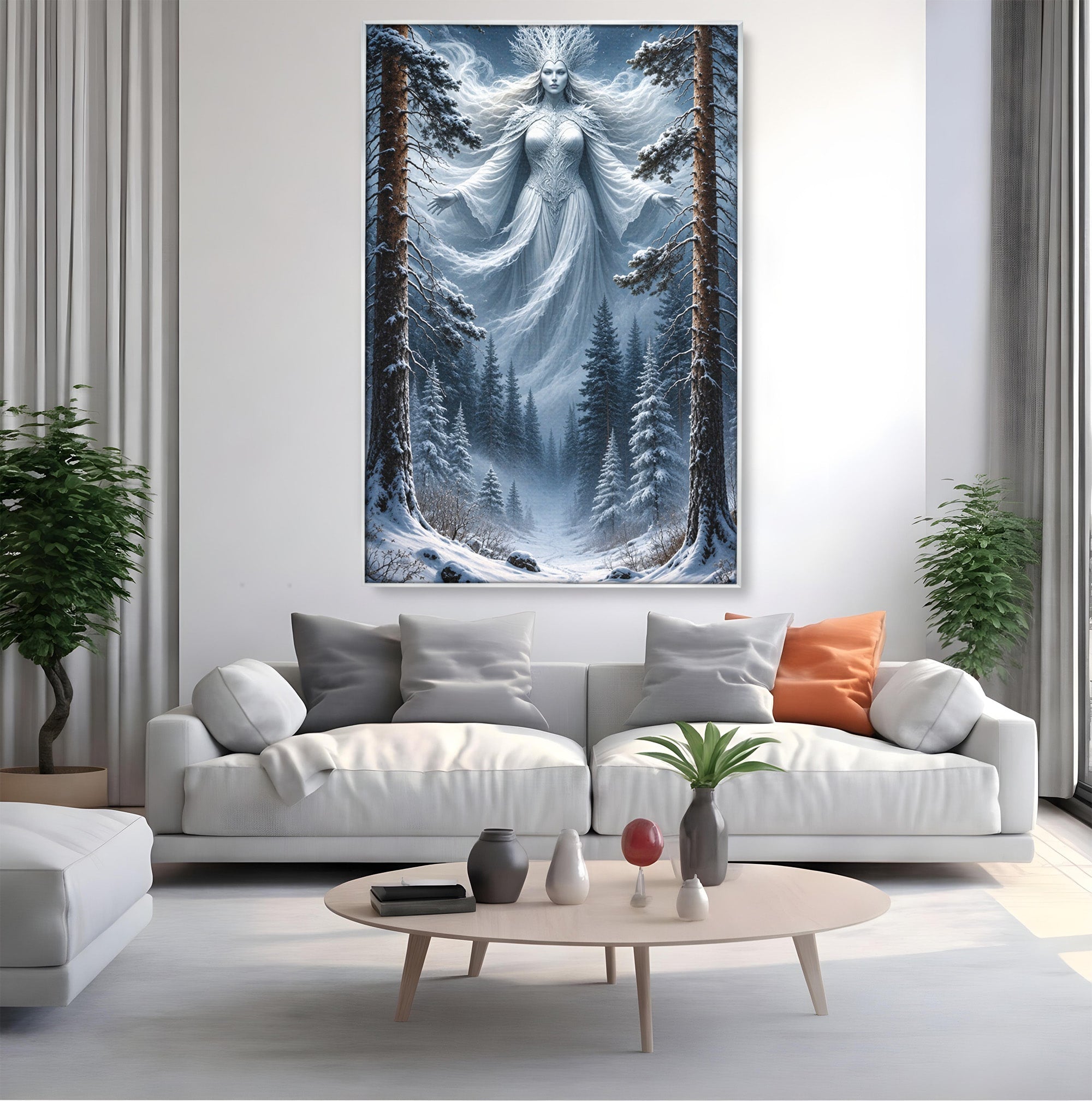Tablou Canvas Premium LuxCanva® U1014, Regina Zapezii, Iarna, Padure, Fantezie, Regina, Dormitor, Culori Vibrante