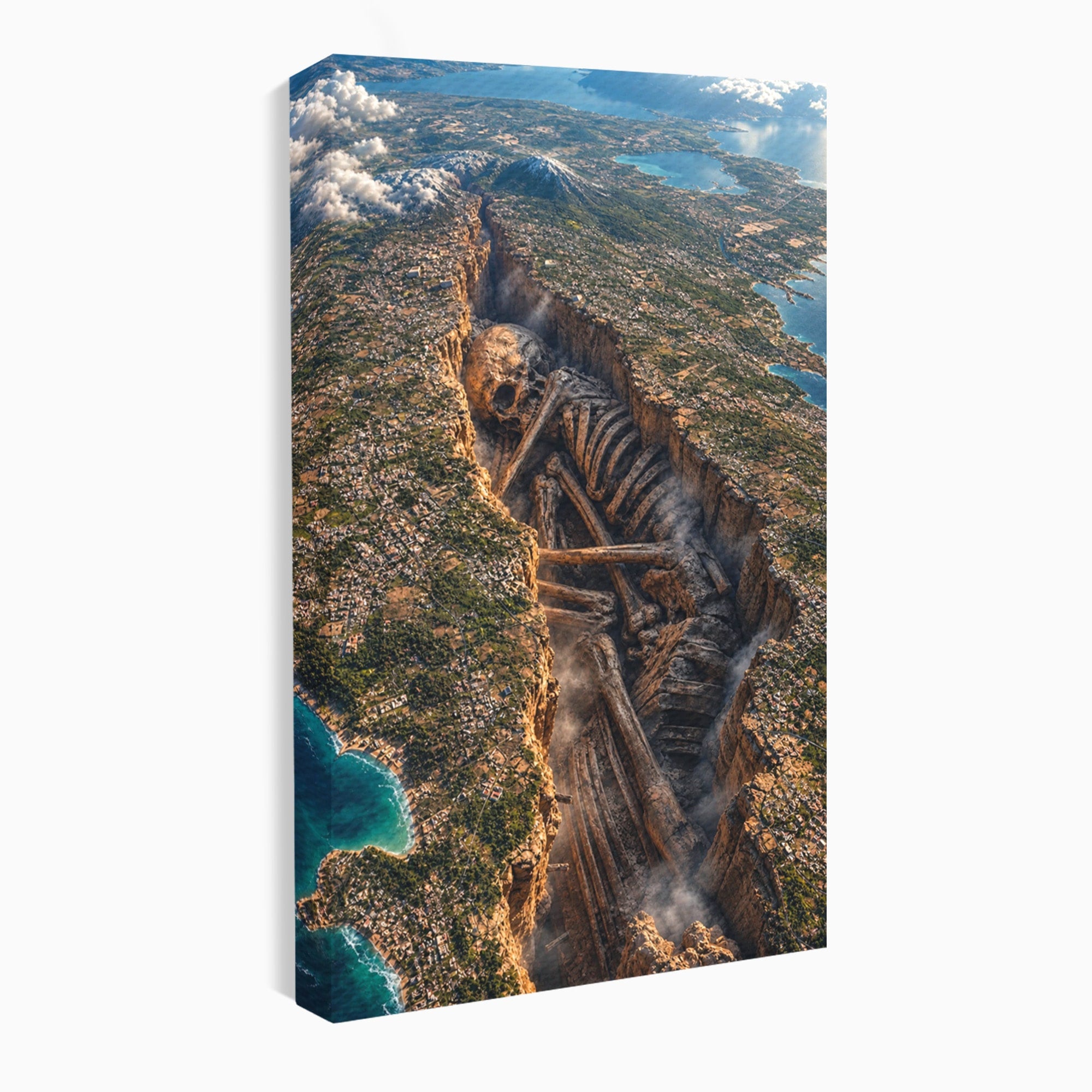 Tablou Canvas Premium LuxCanva® U1015, Gigant Ascuns Sub Pamant, Peisaj, Gigant, Aventura, Mister, Living, Culori Vibrante
