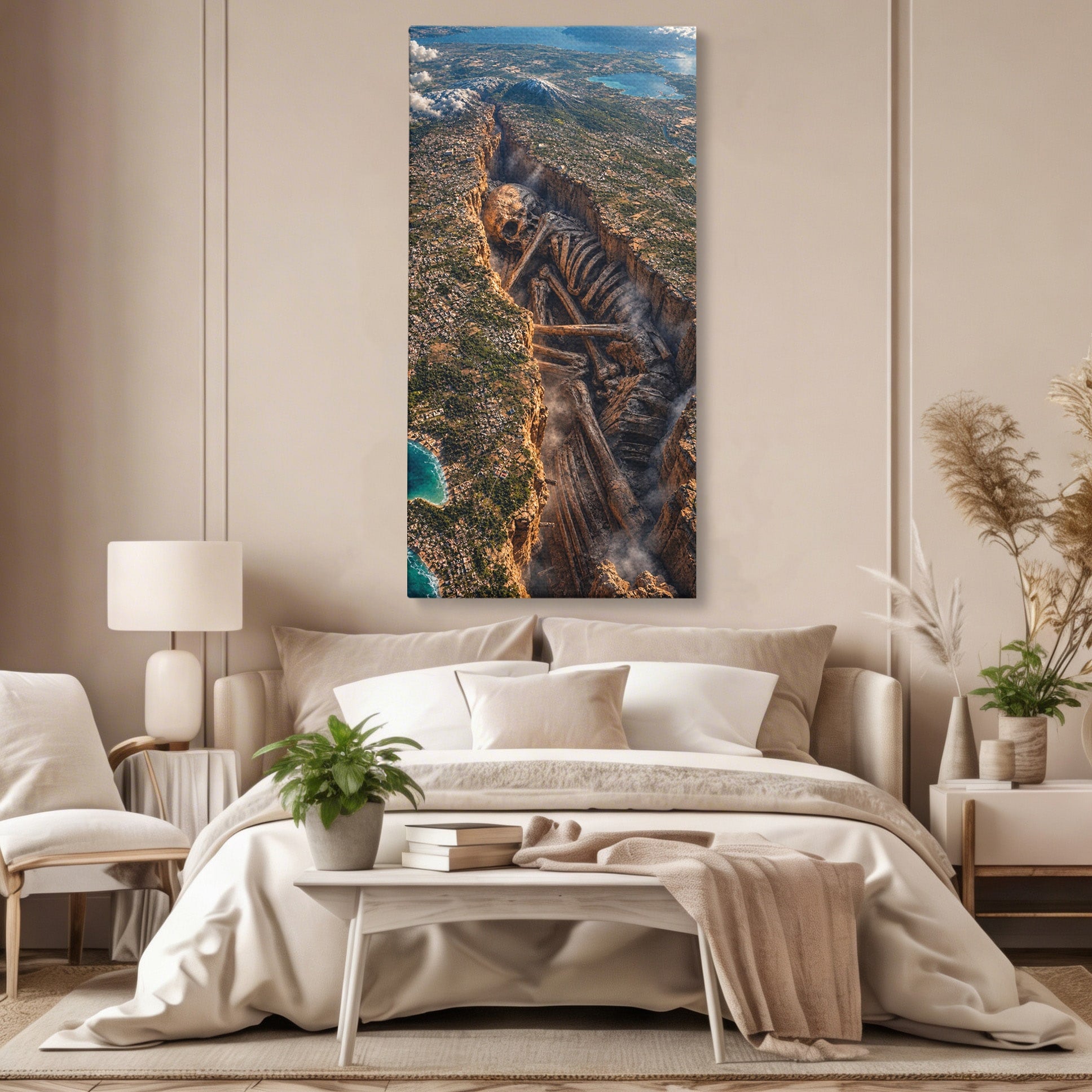 Tablou Canvas Premium LuxCanva® U1015, Gigant Ascuns Sub Pamant, Peisaj, Gigant, Aventura, Mister, Living, Culori Vibrante