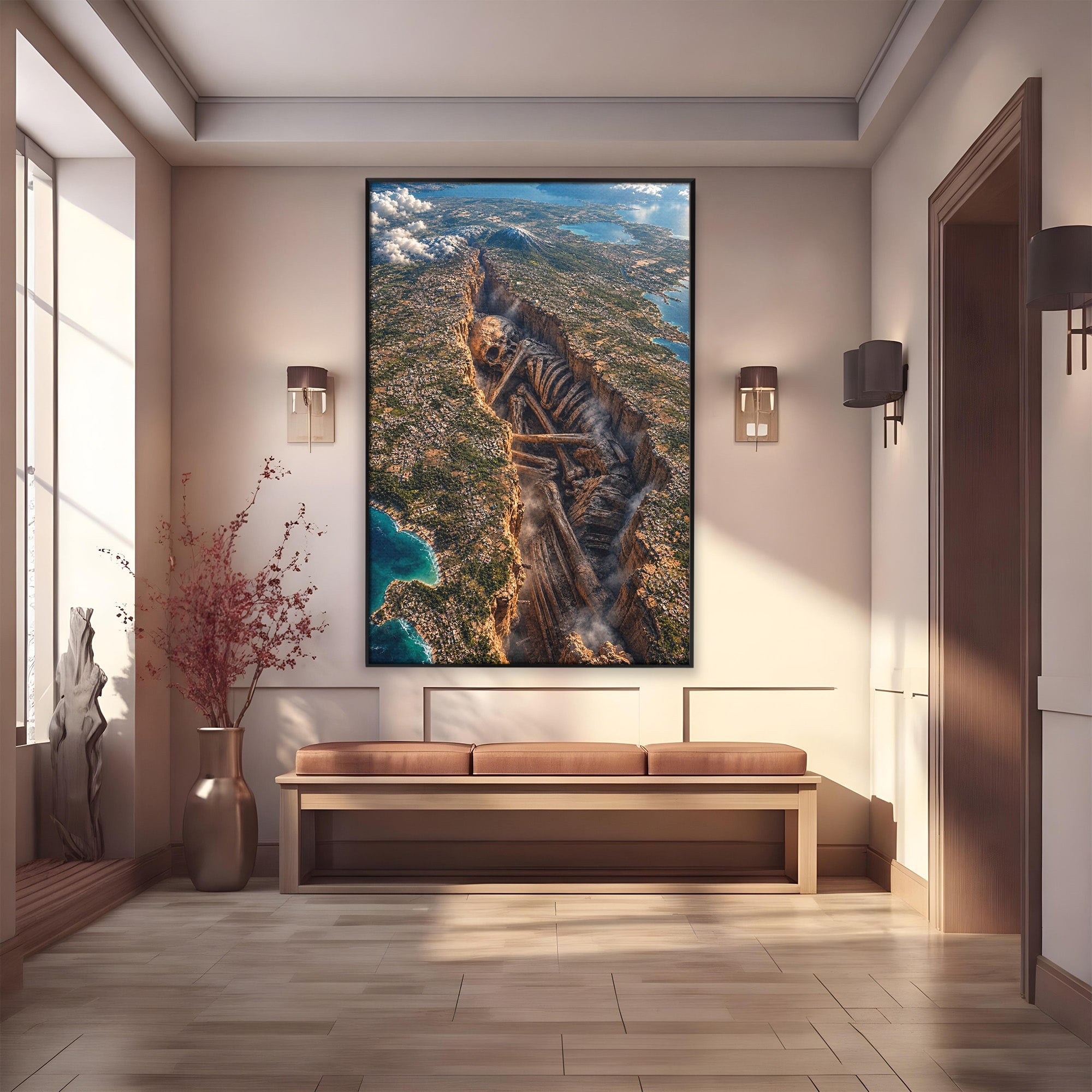Tablou Canvas Premium LuxCanva® U1015, Gigant Ascuns Sub Pamant, Peisaj, Gigant, Aventura, Mister, Living, Culori Vibrante