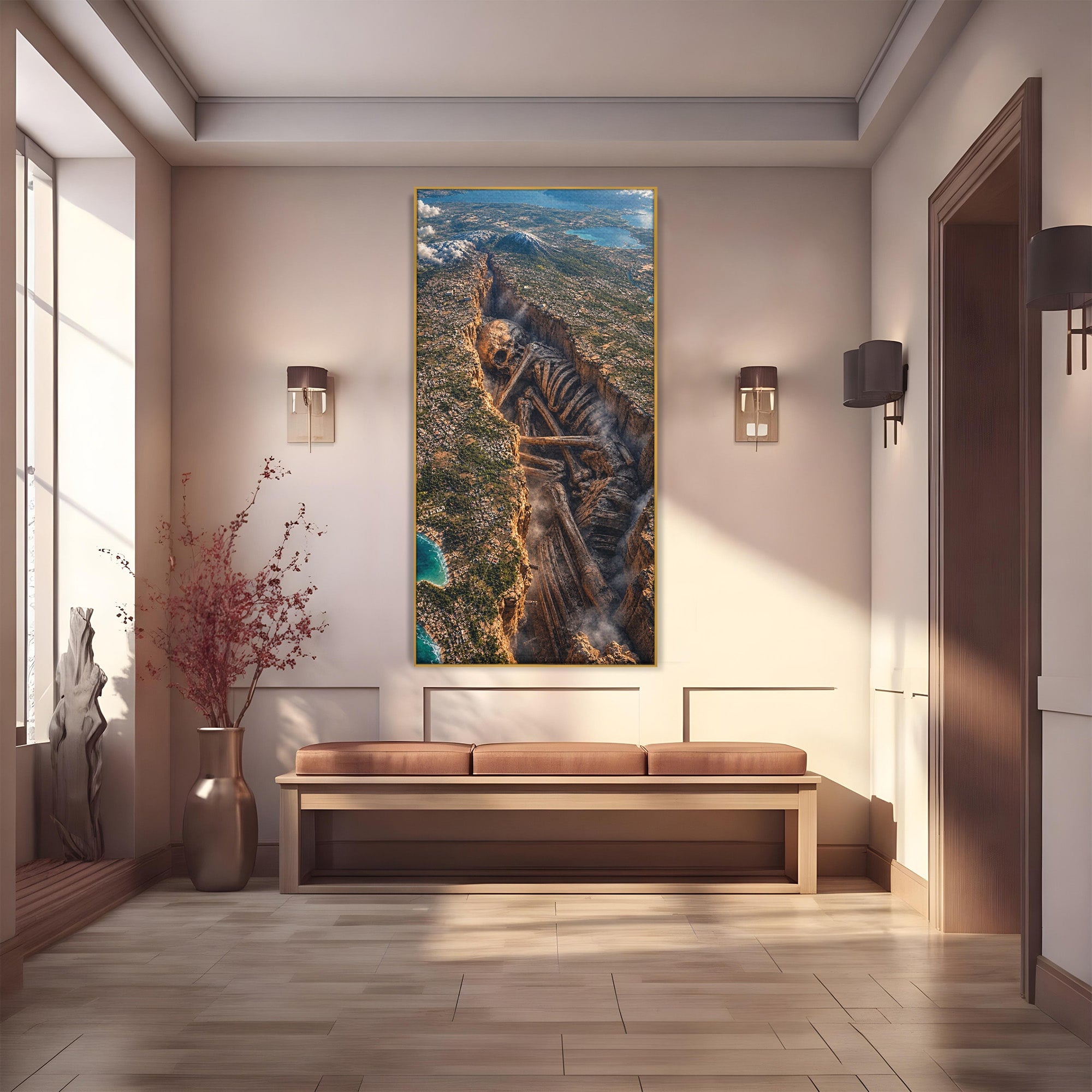 Tablou Canvas Premium LuxCanva® U1015, Gigant Ascuns Sub Pamant, Peisaj, Gigant, Aventura, Mister, Living, Culori Vibrante