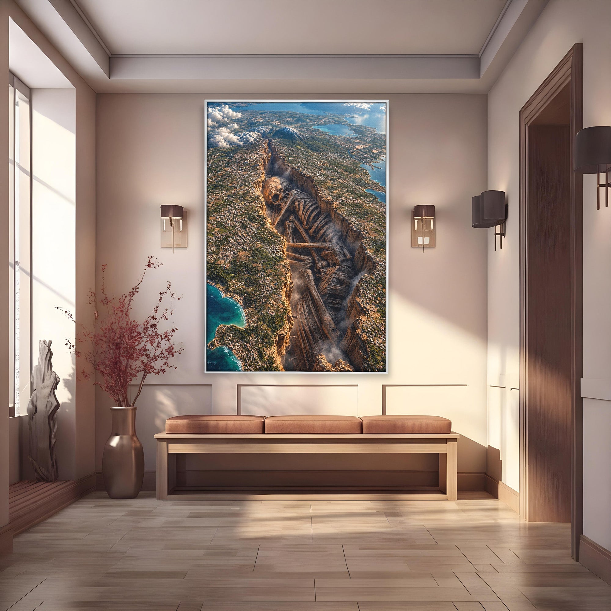 Tablou Canvas Premium LuxCanva® U1015, Gigant Ascuns Sub Pamant, Peisaj, Gigant, Aventura, Mister, Living, Culori Vibrante
