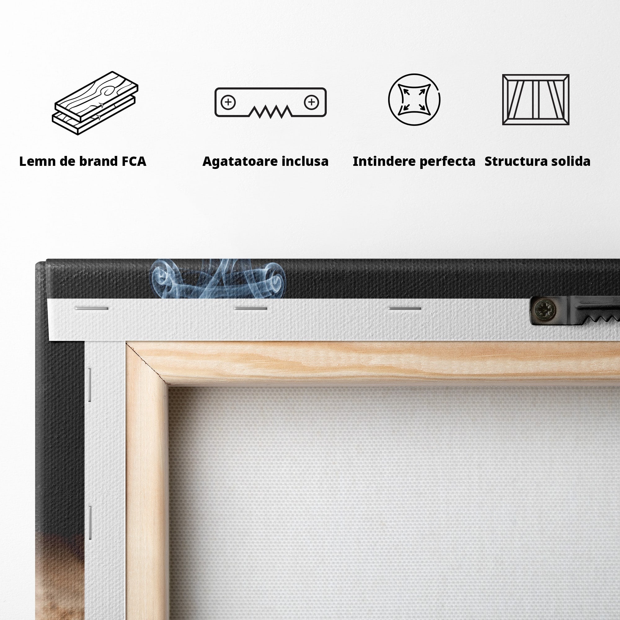 Tablou Canvas Premium LuxCanva® U1016, Chibrit Fumegand Artistic, Fum, Minimalist, Arta Moderna, Chibrit, Birou, Culori Vibrante