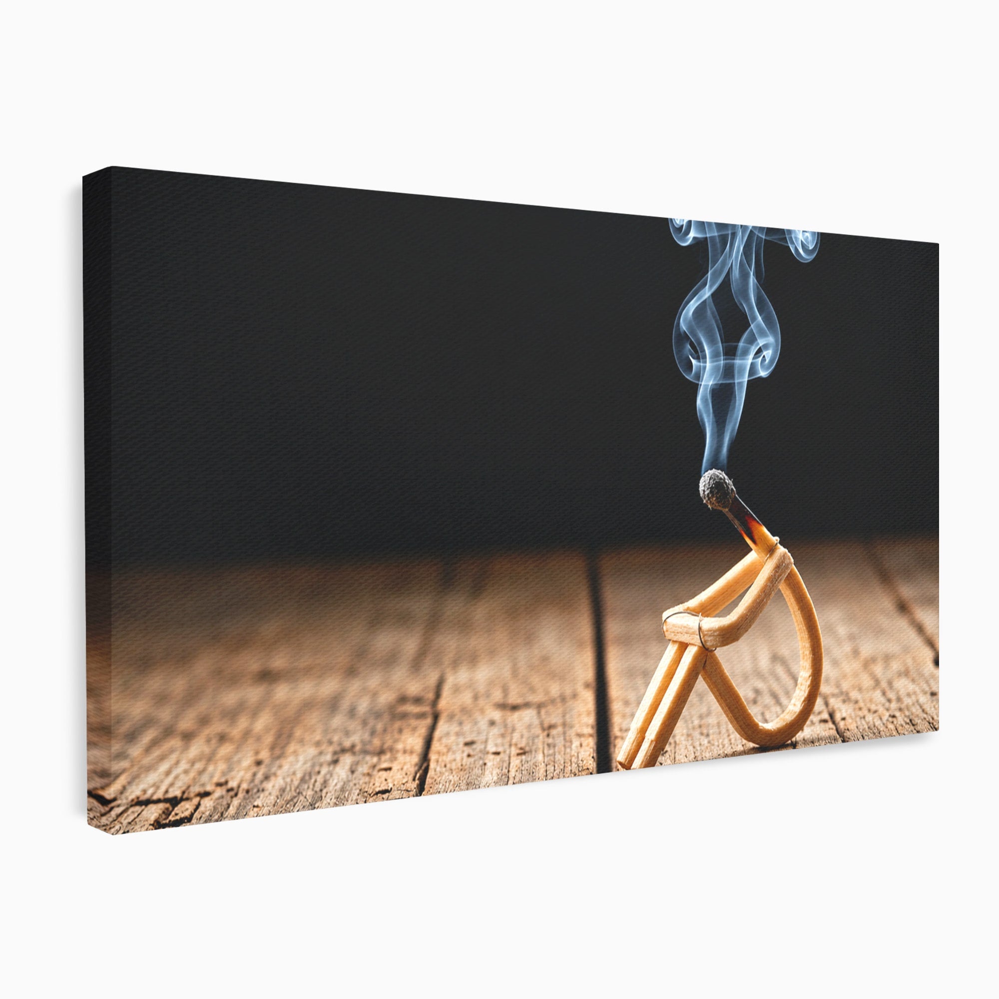 Tablou Canvas Premium LuxCanva® U1016, Chibrit Fumegand Artistic, Fum, Minimalist, Arta Moderna, Chibrit, Birou, Culori Vibrante