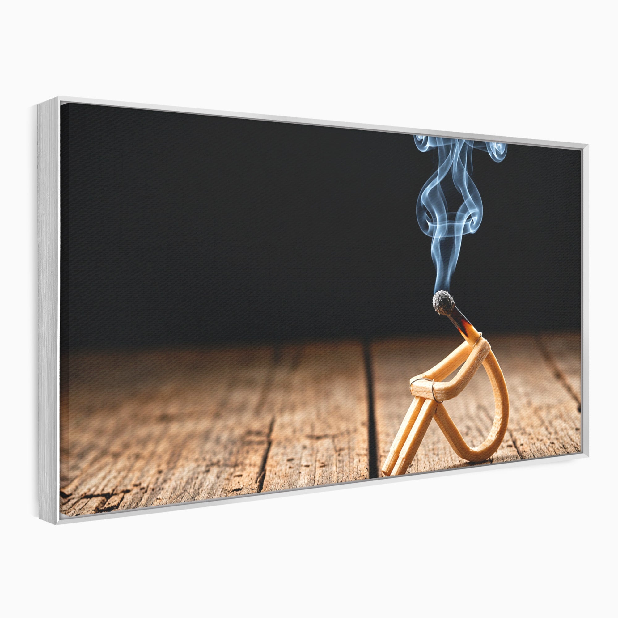 Tablou Canvas Premium LuxCanva® U1016, Chibrit Fumegand Artistic, Fum, Minimalist, Arta Moderna, Chibrit, Birou, Culori Vibrante