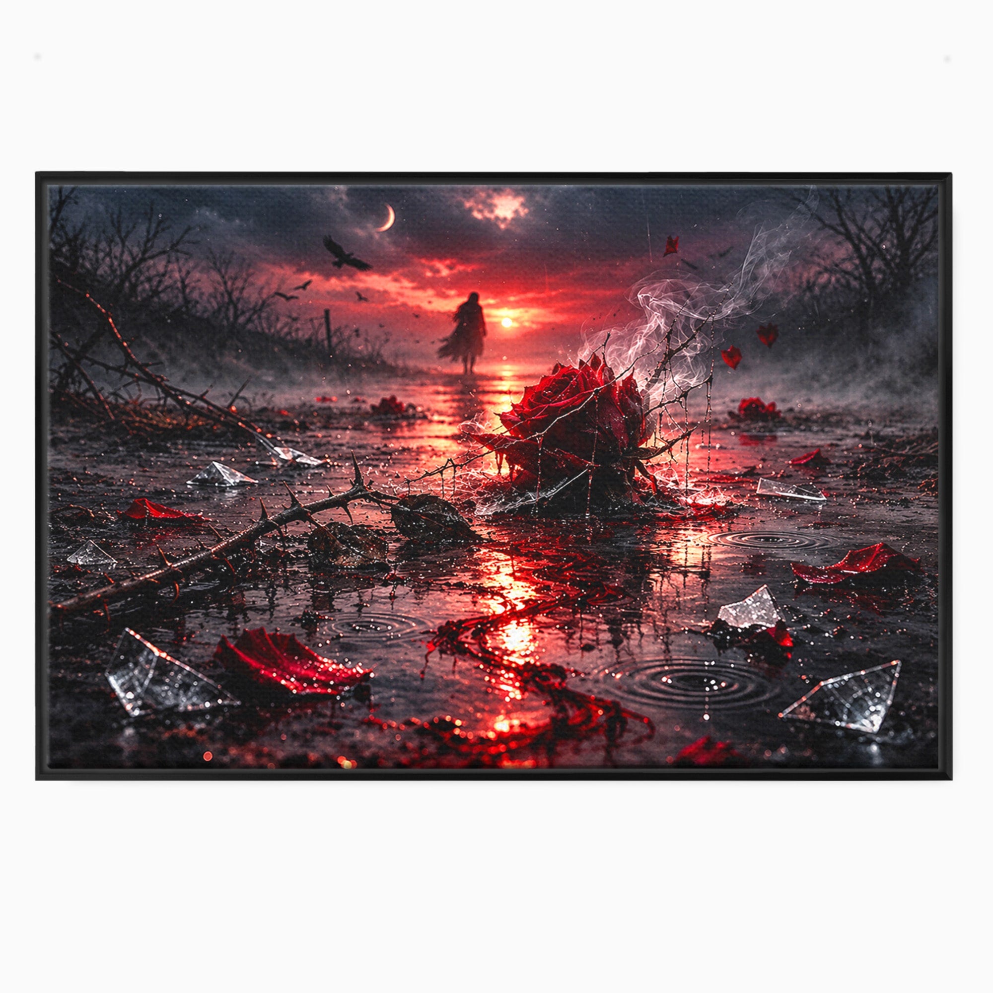 Tablou Canvas Premium LuxCanva® U1018, Trandafirul Apocaliptic, Peisaj, Dramatic, Trandafir, Apocalipsa, Living, Dormitor, Culori Vibrante
