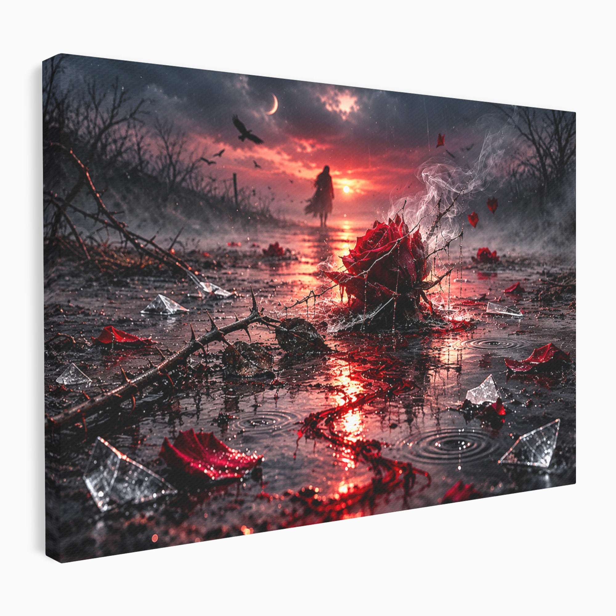 Tablou Canvas Premium LuxCanva® U1018, Trandafirul Apocaliptic, Peisaj, Dramatic, Trandafir, Apocalipsa, Living, Dormitor, Culori Vibrante