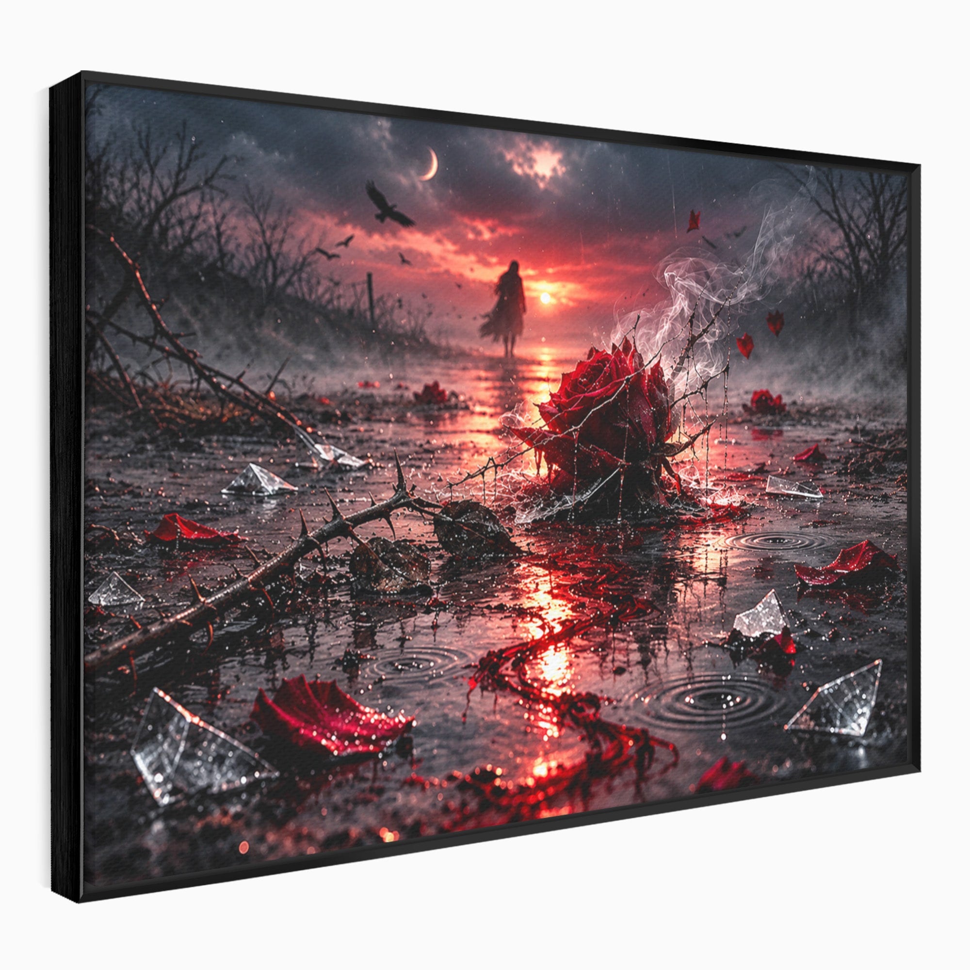 Tablou Canvas Premium LuxCanva® U1018, Trandafirul Apocaliptic, Peisaj, Dramatic, Trandafir, Apocalipsa, Living, Dormitor, Culori Vibrante