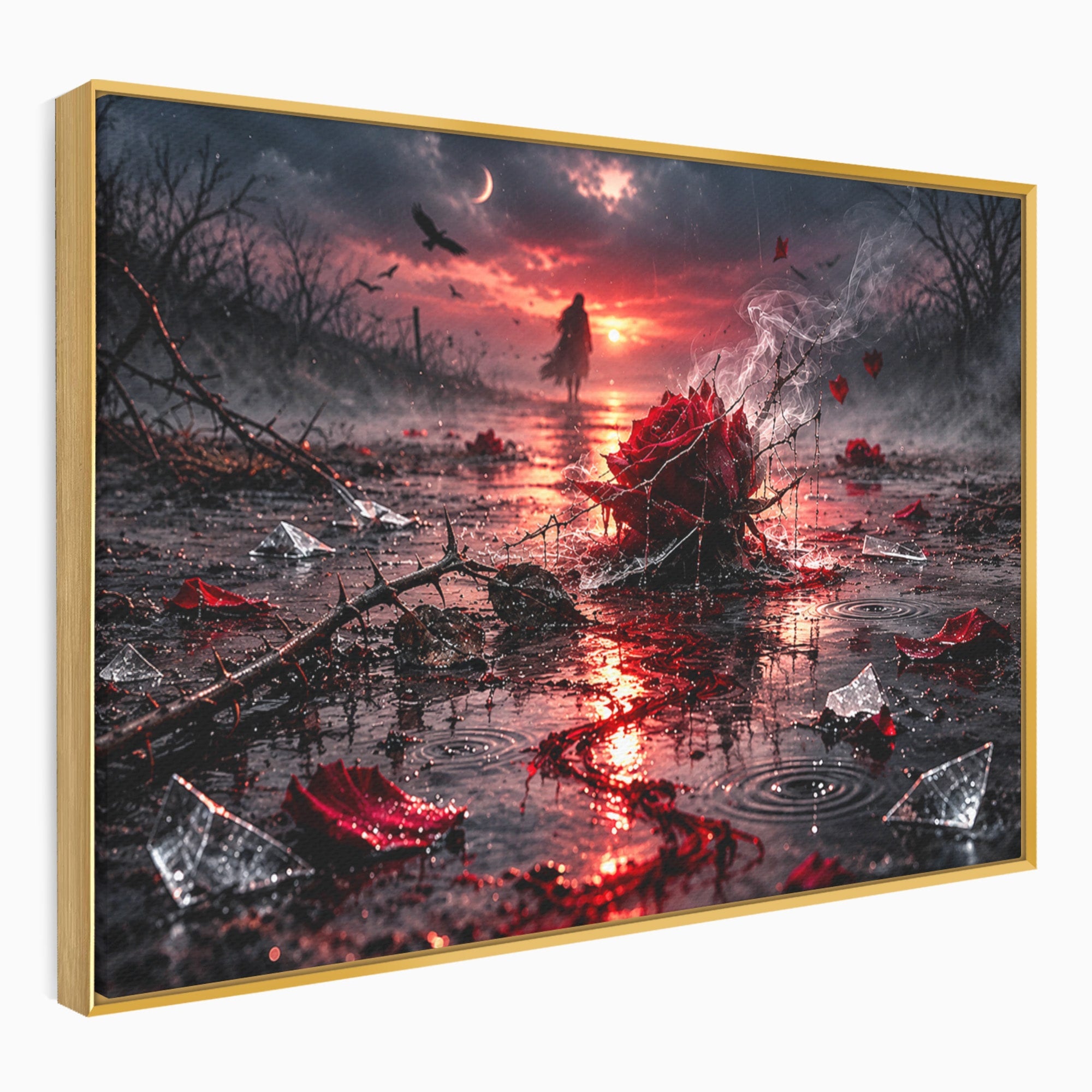 Tablou Canvas Premium LuxCanva® U1018, Trandafirul Apocaliptic, Peisaj, Dramatic, Trandafir, Apocalipsa, Living, Dormitor, Culori Vibrante