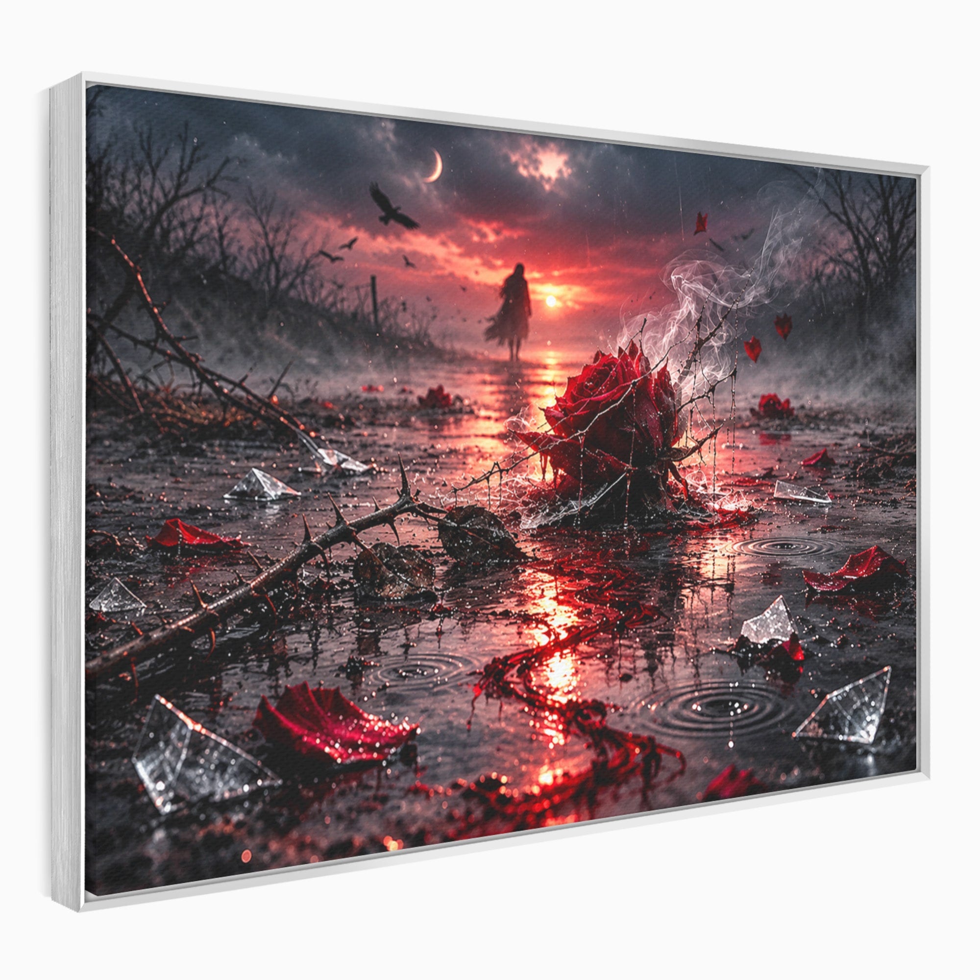 Tablou Canvas Premium LuxCanva® U1018, Trandafirul Apocaliptic, Peisaj, Dramatic, Trandafir, Apocalipsa, Living, Dormitor, Culori Vibrante