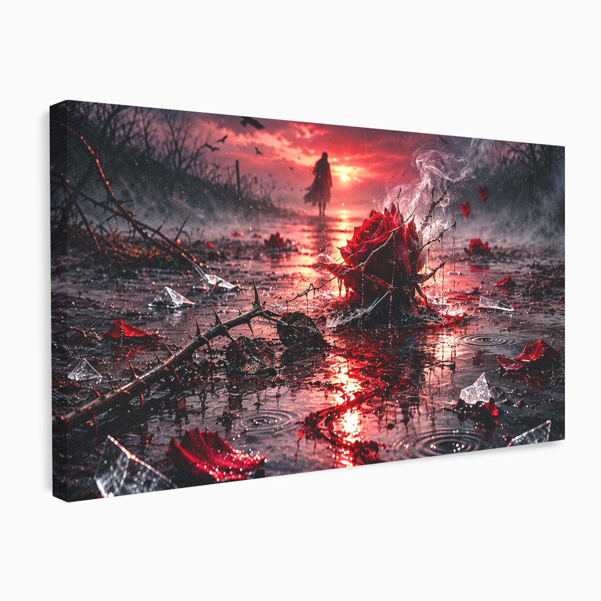 Tablou Canvas Premium LuxCanva® U1018, Trandafirul Apocaliptic, Peisaj, Dramatic, Trandafir, Apocalipsa, Living, Dormitor, Culori Vibrante