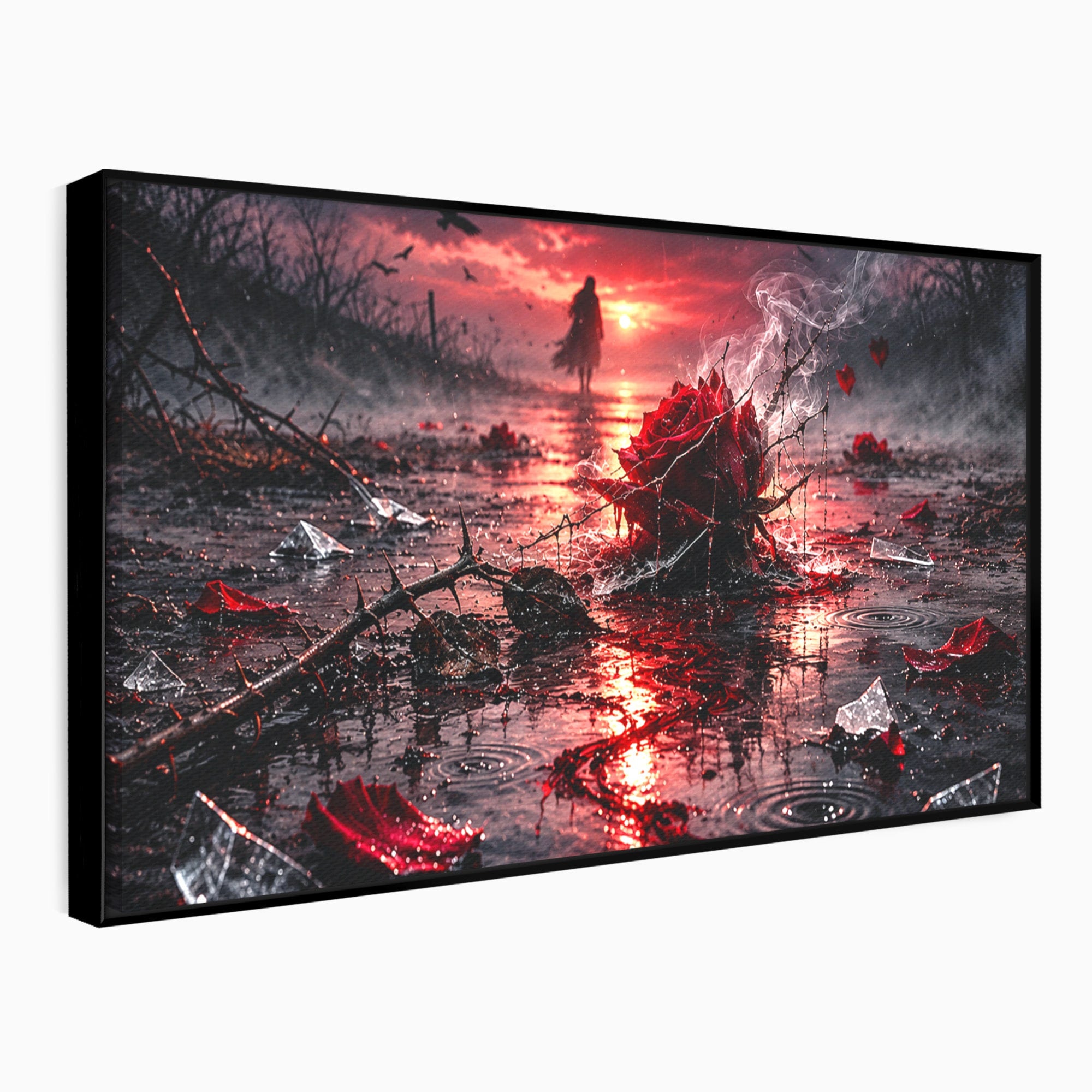 Tablou Canvas Premium LuxCanva® U1018, Trandafirul Apocaliptic, Peisaj, Dramatic, Trandafir, Apocalipsa, Living, Dormitor, Culori Vibrante