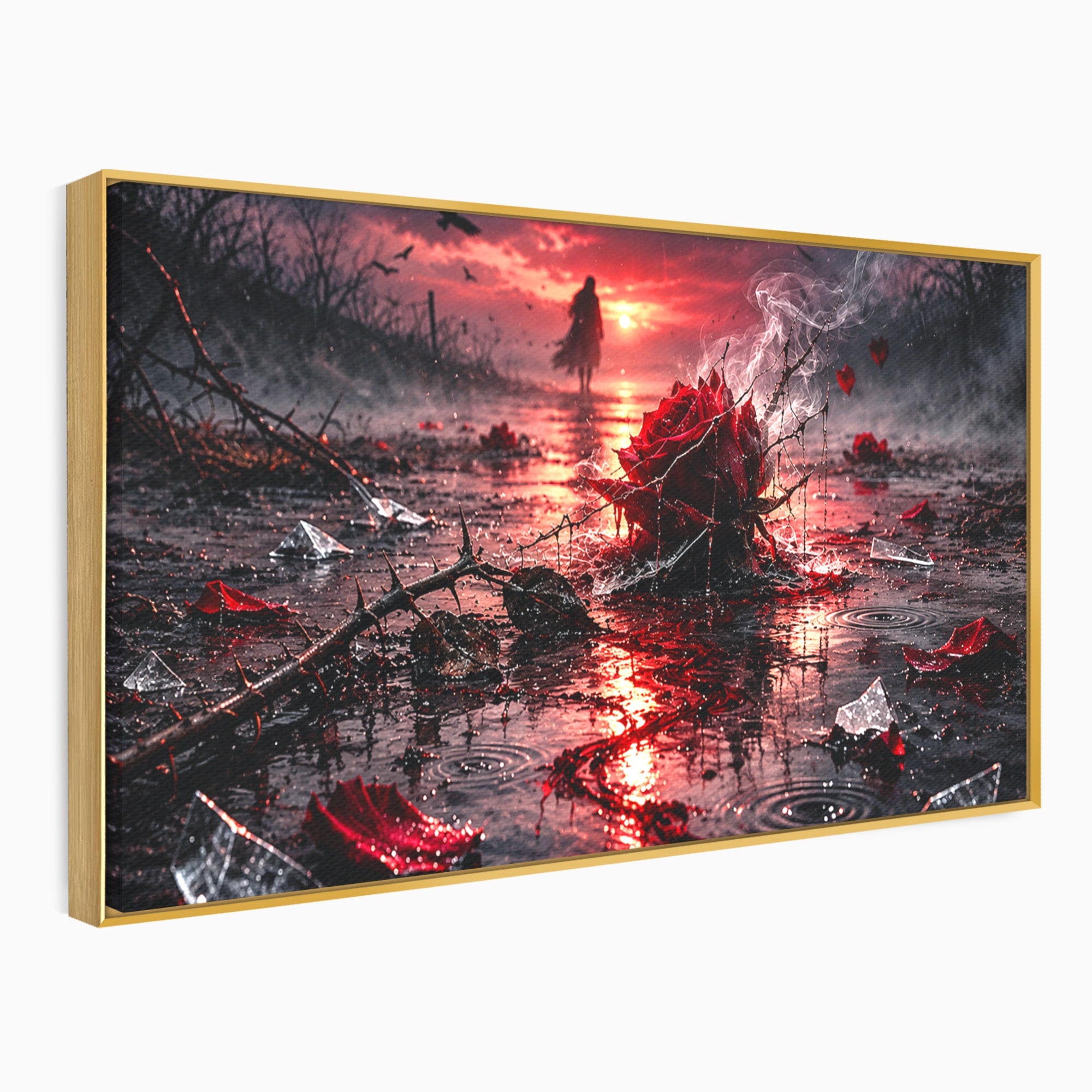 Tablou Canvas Premium LuxCanva® U1018, Trandafirul Apocaliptic, Peisaj, Dramatic, Trandafir, Apocalipsa, Living, Dormitor, Culori Vibrante