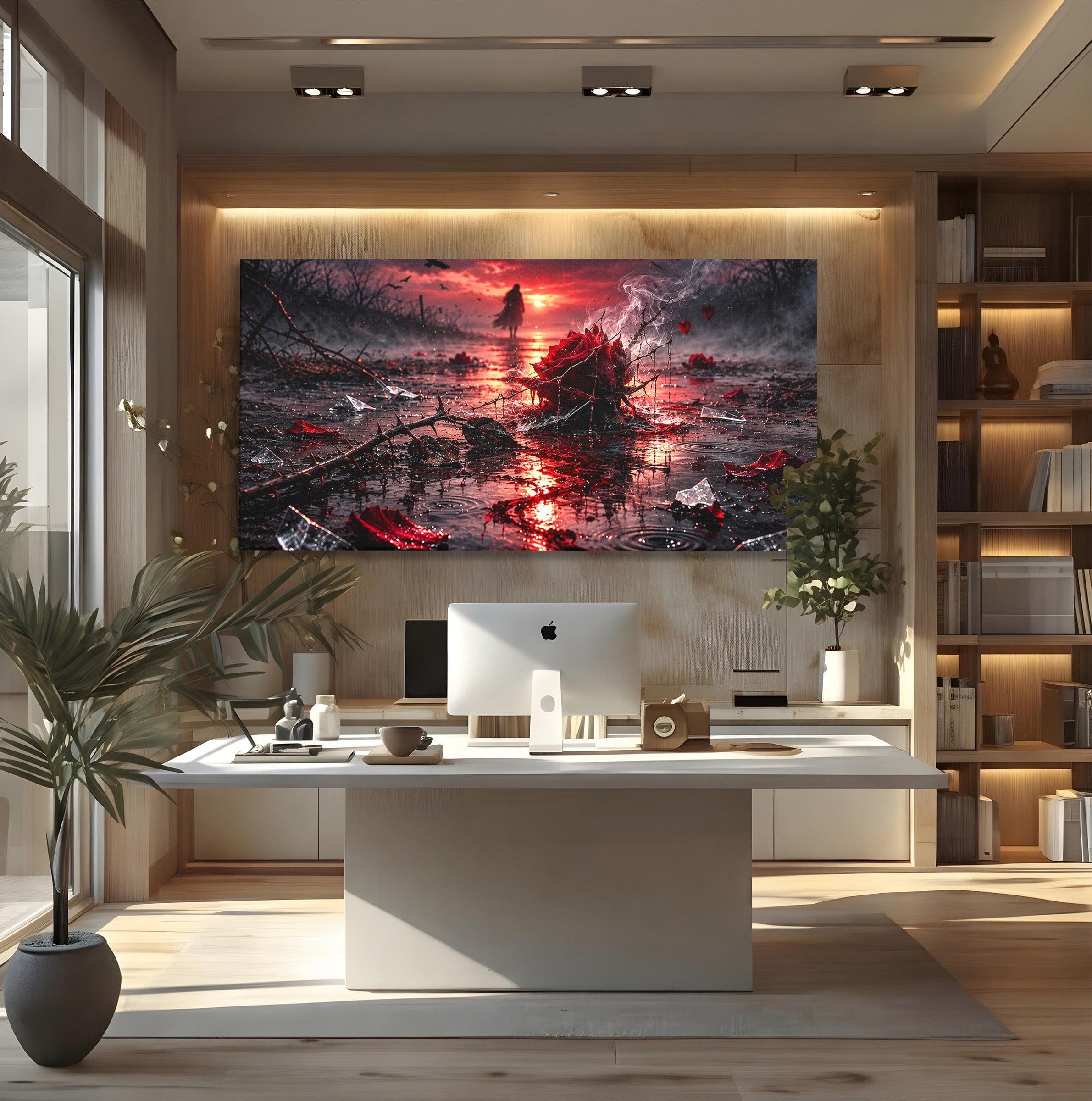 Tablou Canvas Premium LuxCanva® U1018, Trandafirul Apocaliptic, Peisaj, Dramatic, Trandafir, Apocalipsa, Living, Dormitor, Culori Vibrante