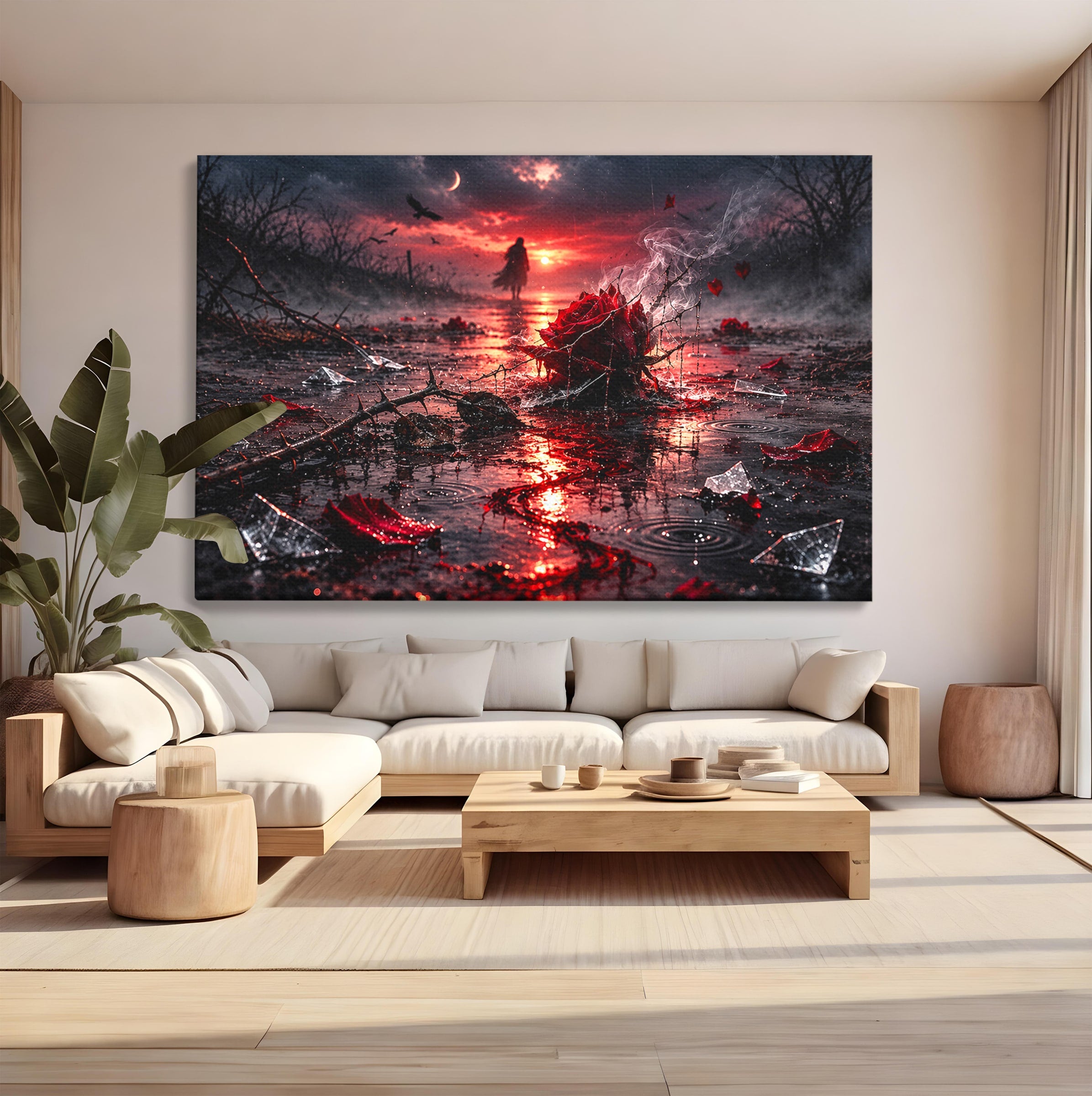 Tablou Canvas Premium LuxCanva® U1018, Trandafirul Apocaliptic, Peisaj, Dramatic, Trandafir, Apocalipsa, Living, Dormitor, Culori Vibrante