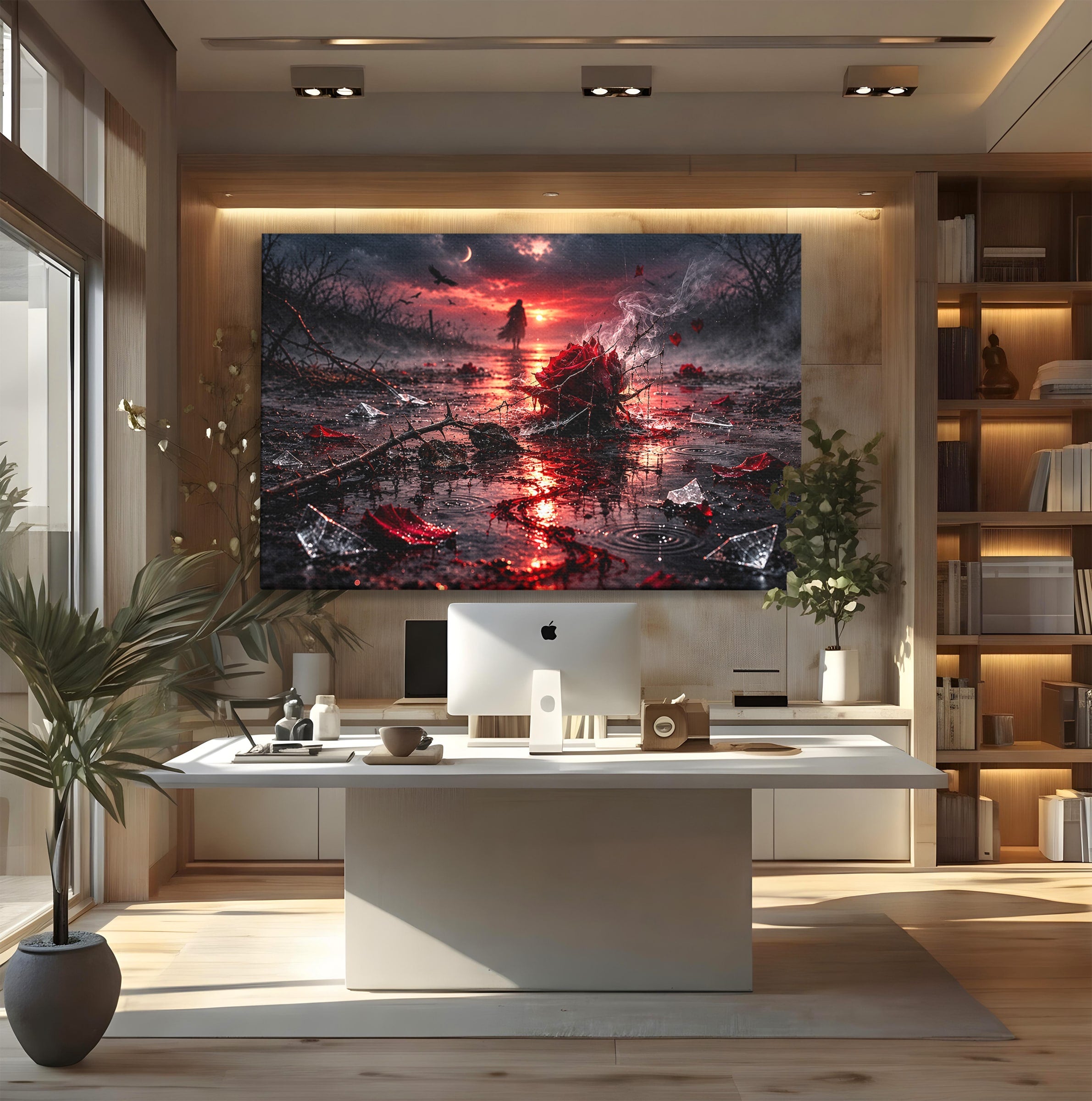 Tablou Canvas Premium LuxCanva® U1018, Trandafirul Apocaliptic, Peisaj, Dramatic, Trandafir, Apocalipsa, Living, Dormitor, Culori Vibrante