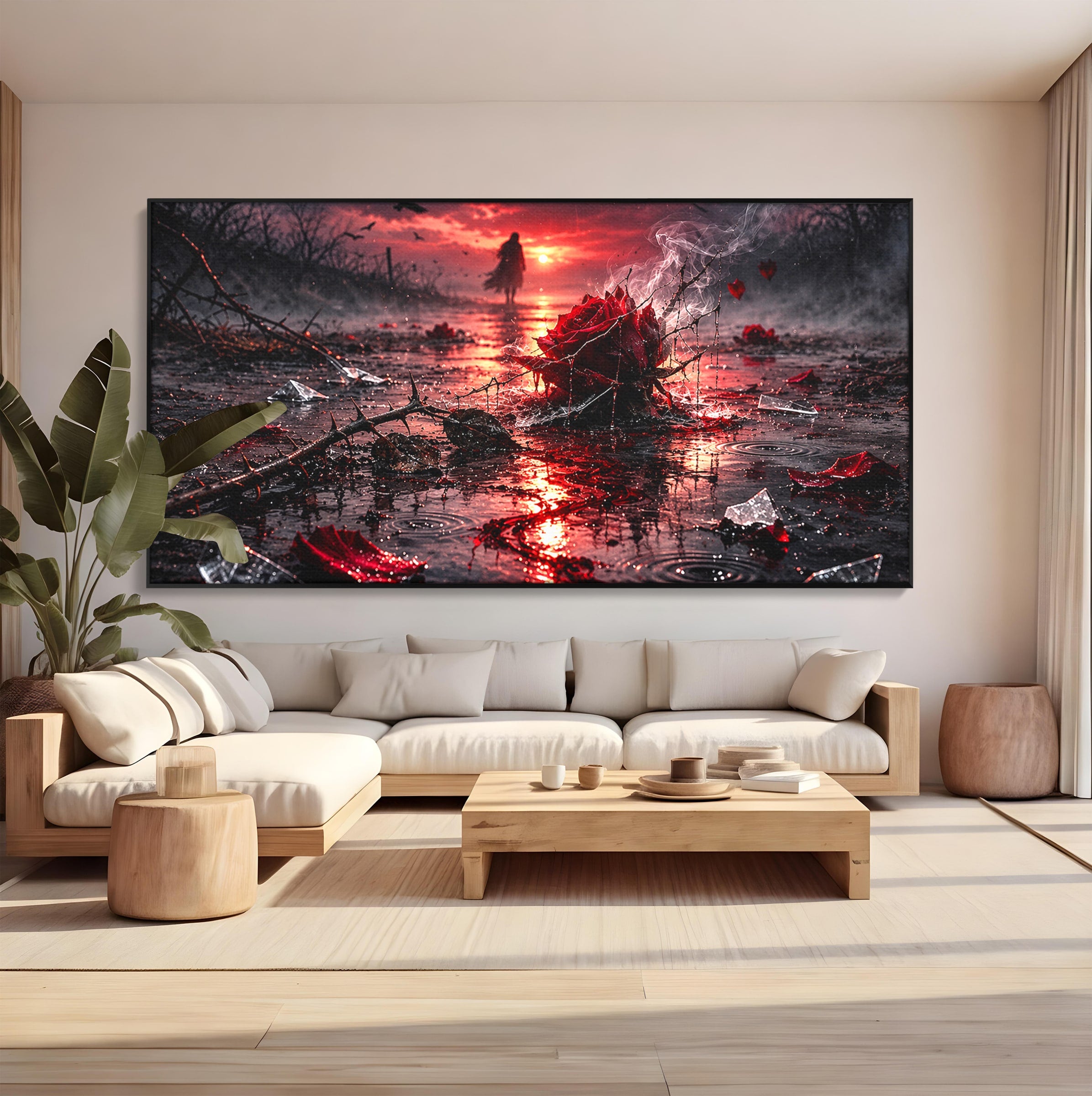 Tablou Canvas Premium LuxCanva® U1018, Trandafirul Apocaliptic, Peisaj, Dramatic, Trandafir, Apocalipsa, Living, Dormitor, Culori Vibrante