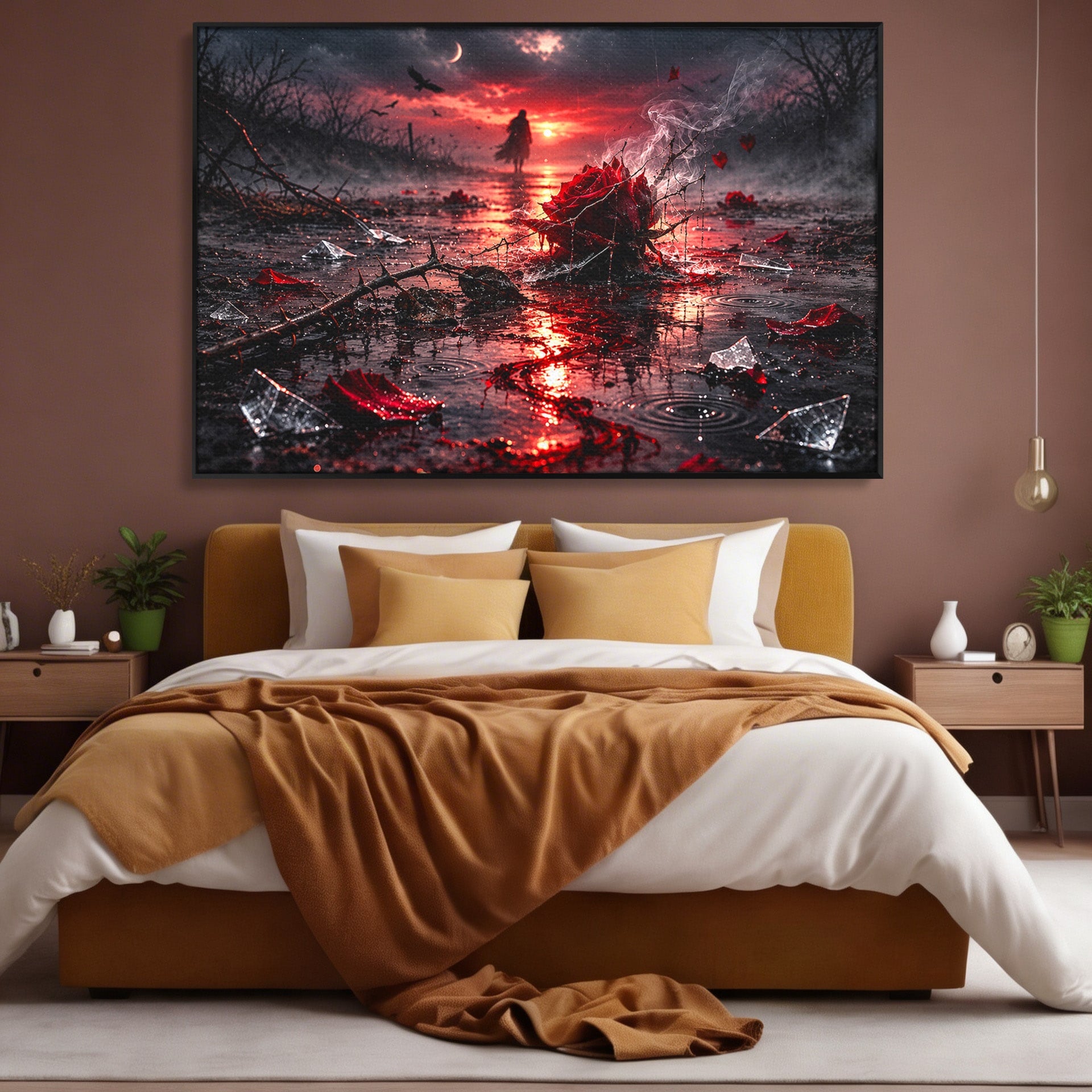 Tablou Canvas Premium LuxCanva® U1018, Trandafirul Apocaliptic, Peisaj, Dramatic, Trandafir, Apocalipsa, Living, Dormitor, Culori Vibrante