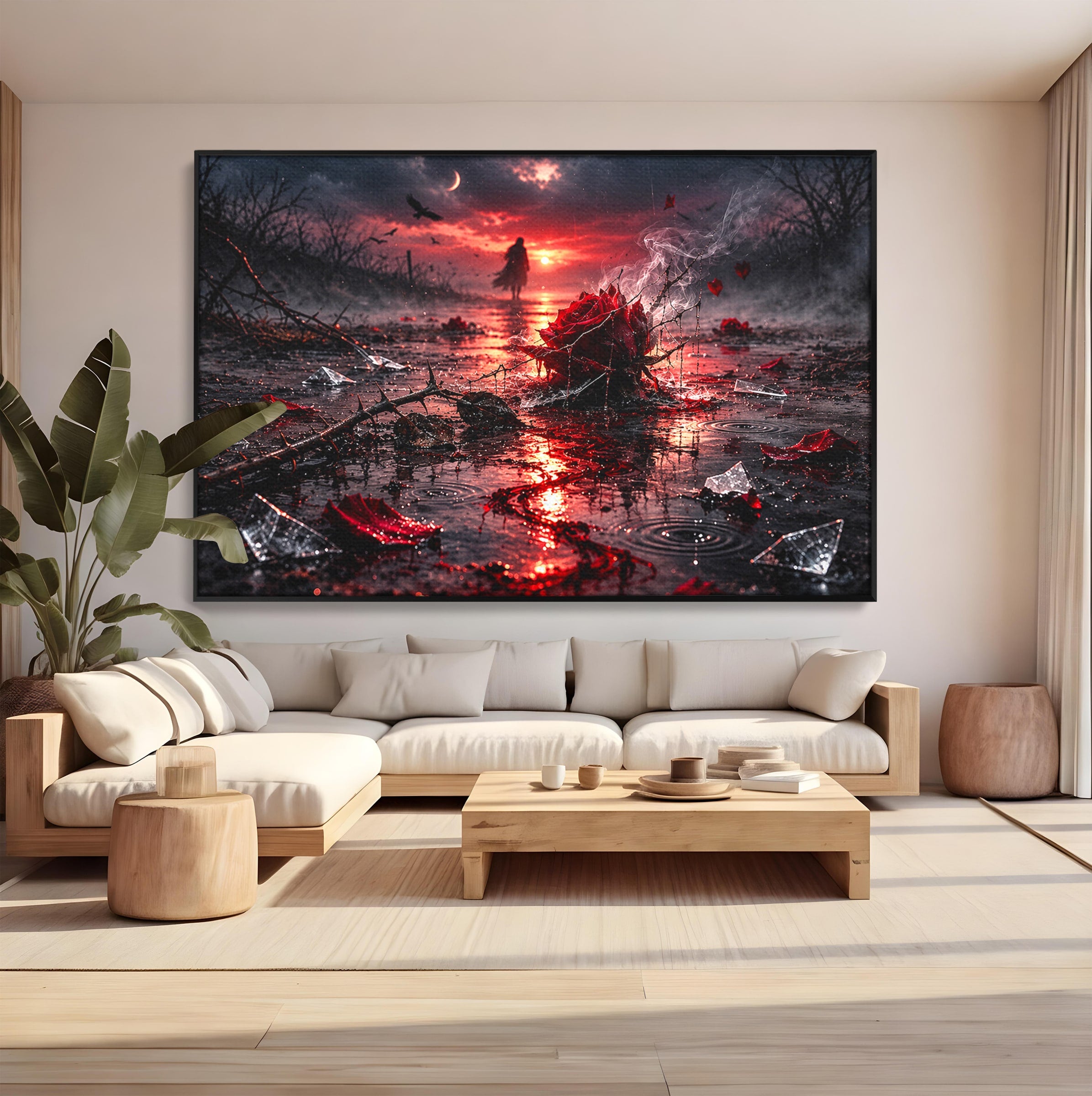 Tablou Canvas Premium LuxCanva® U1018, Trandafirul Apocaliptic, Peisaj, Dramatic, Trandafir, Apocalipsa, Living, Dormitor, Culori Vibrante