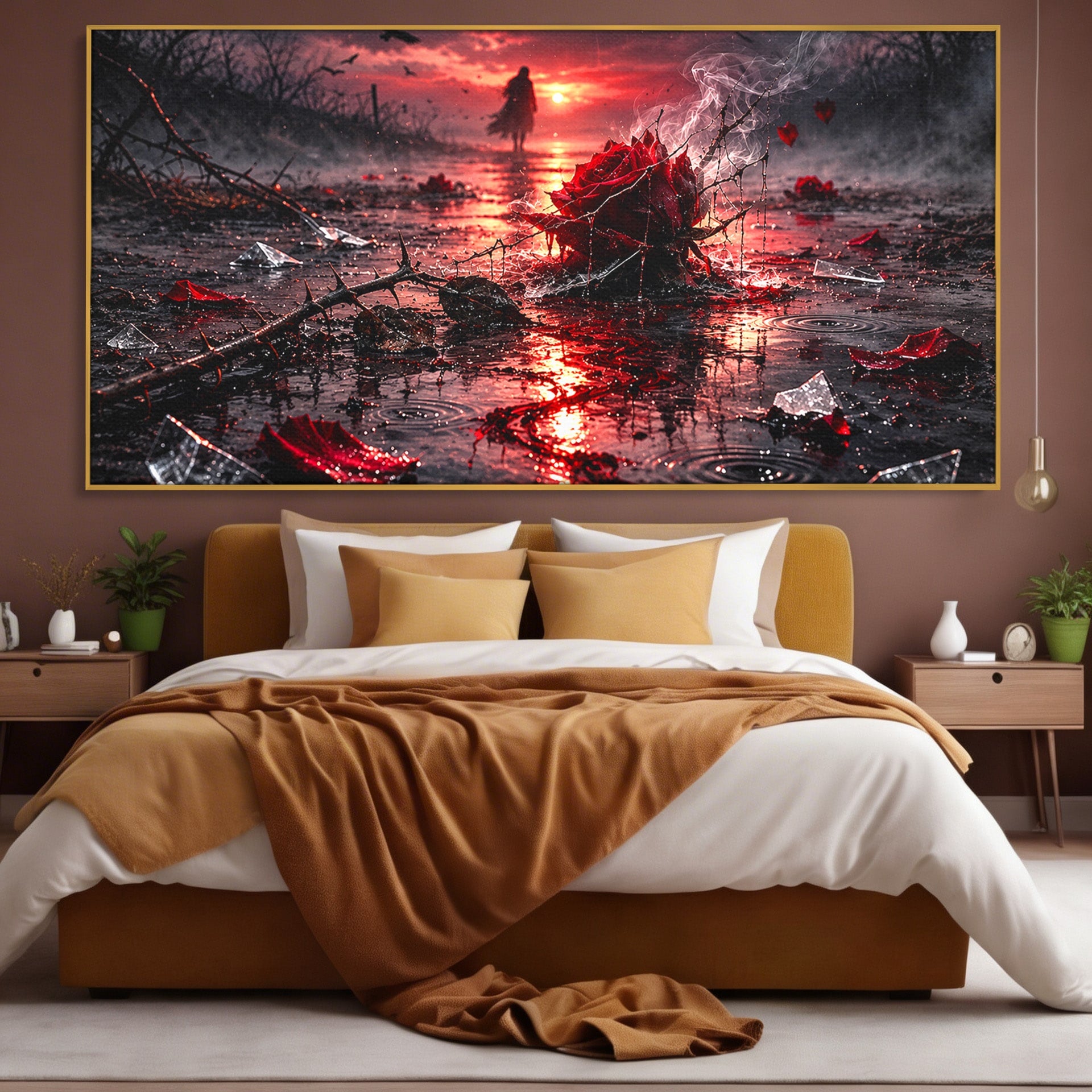 Tablou Canvas Premium LuxCanva® U1018, Trandafirul Apocaliptic, Peisaj, Dramatic, Trandafir, Apocalipsa, Living, Dormitor, Culori Vibrante