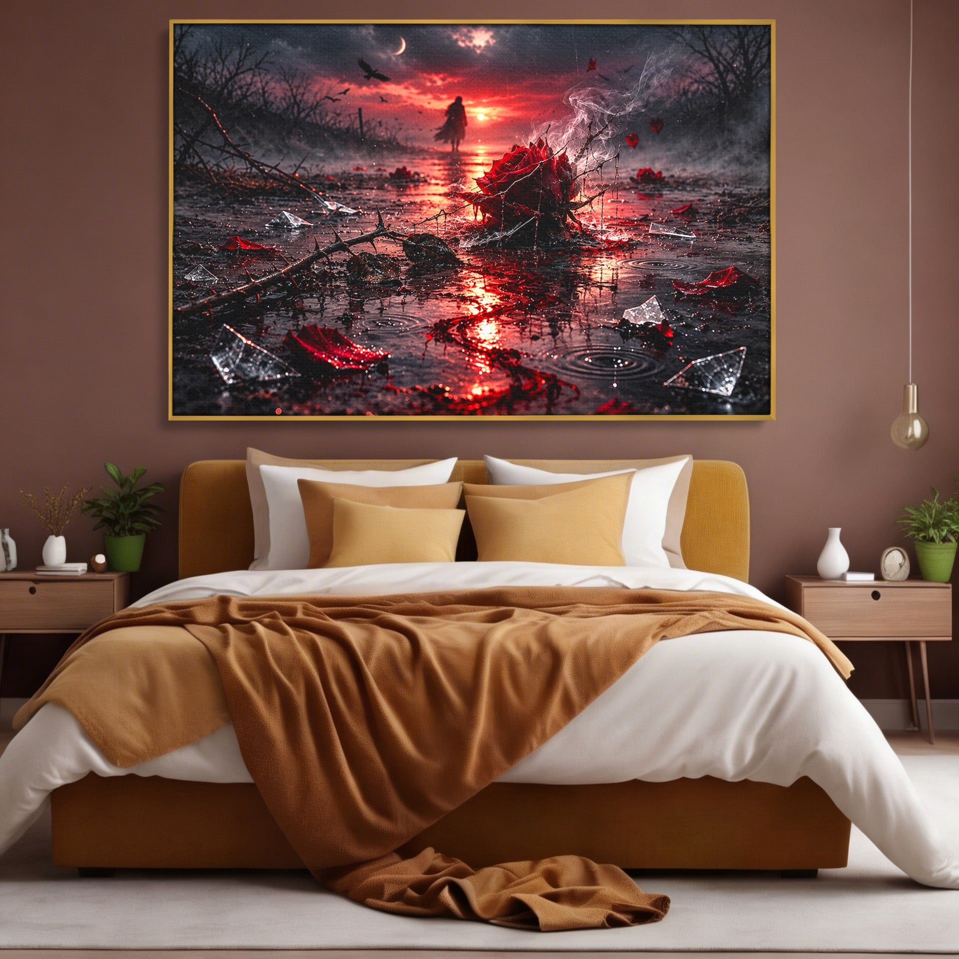 Tablou Canvas Premium LuxCanva® U1018, Trandafirul Apocaliptic, Peisaj, Dramatic, Trandafir, Apocalipsa, Living, Dormitor, Culori Vibrante