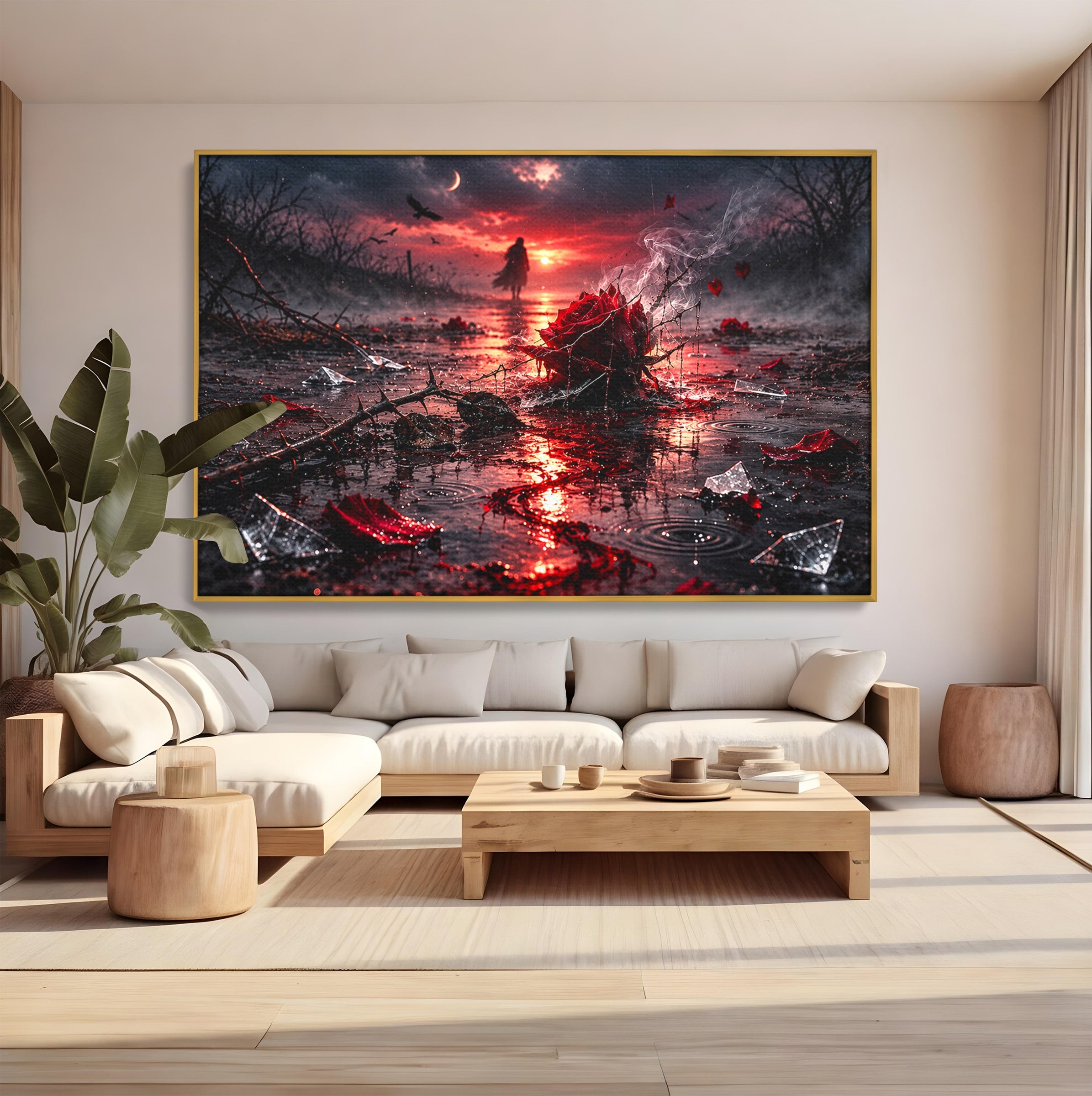 Tablou Canvas Premium LuxCanva® U1018, Trandafirul Apocaliptic, Peisaj, Dramatic, Trandafir, Apocalipsa, Living, Dormitor, Culori Vibrante