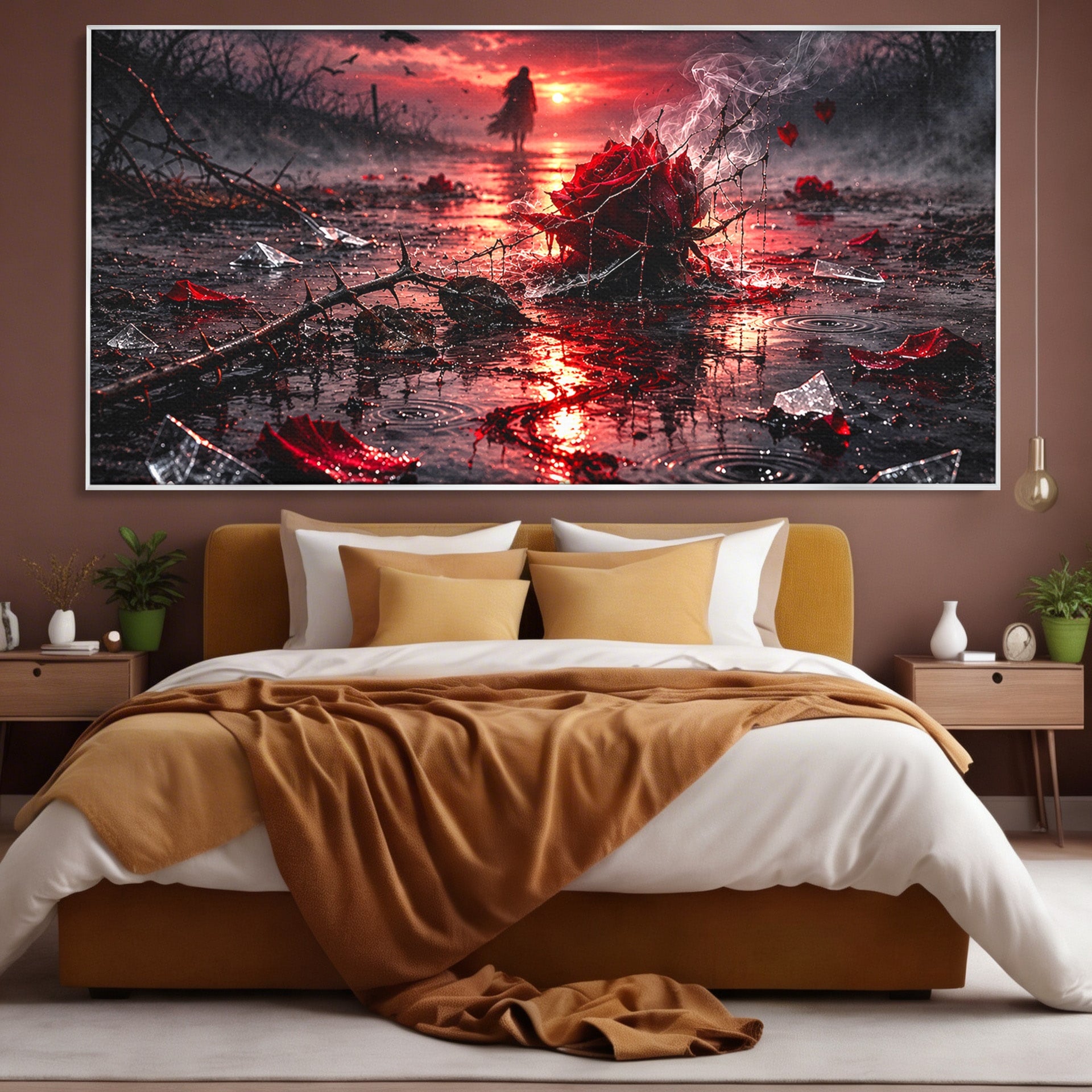 Tablou Canvas Premium LuxCanva® U1018, Trandafirul Apocaliptic, Peisaj, Dramatic, Trandafir, Apocalipsa, Living, Dormitor, Culori Vibrante