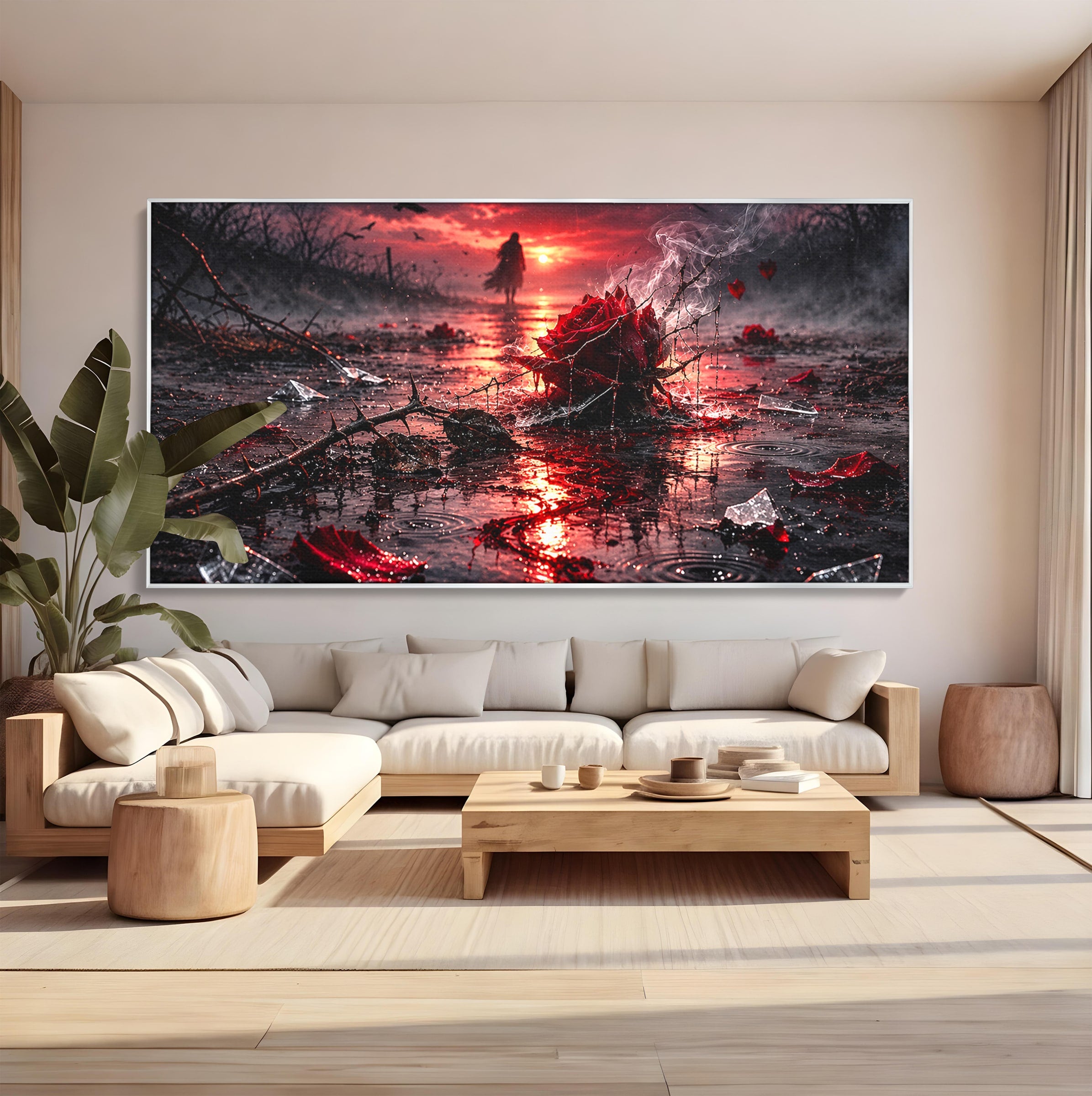 Tablou Canvas Premium LuxCanva® U1018, Trandafirul Apocaliptic, Peisaj, Dramatic, Trandafir, Apocalipsa, Living, Dormitor, Culori Vibrante