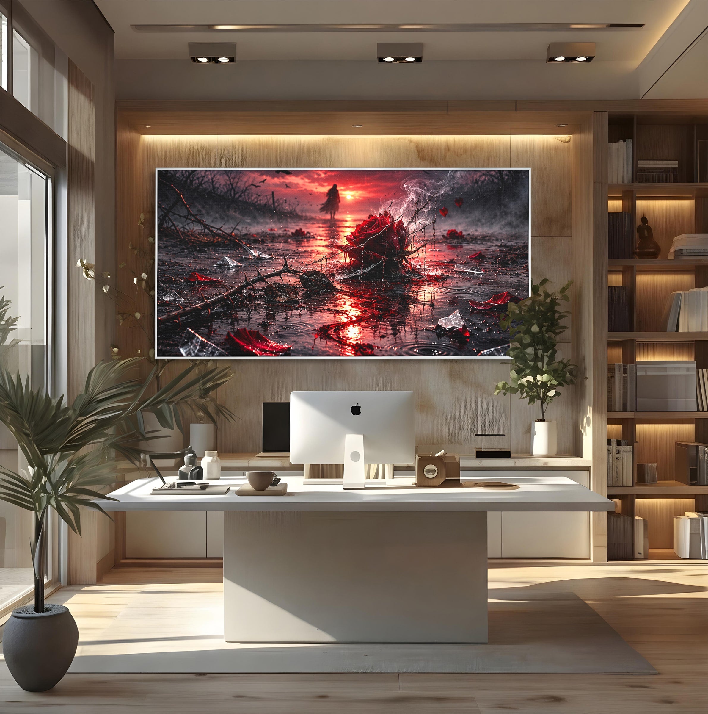 Tablou Canvas Premium LuxCanva® U1018, Trandafirul Apocaliptic, Peisaj, Dramatic, Trandafir, Apocalipsa, Living, Dormitor, Culori Vibrante