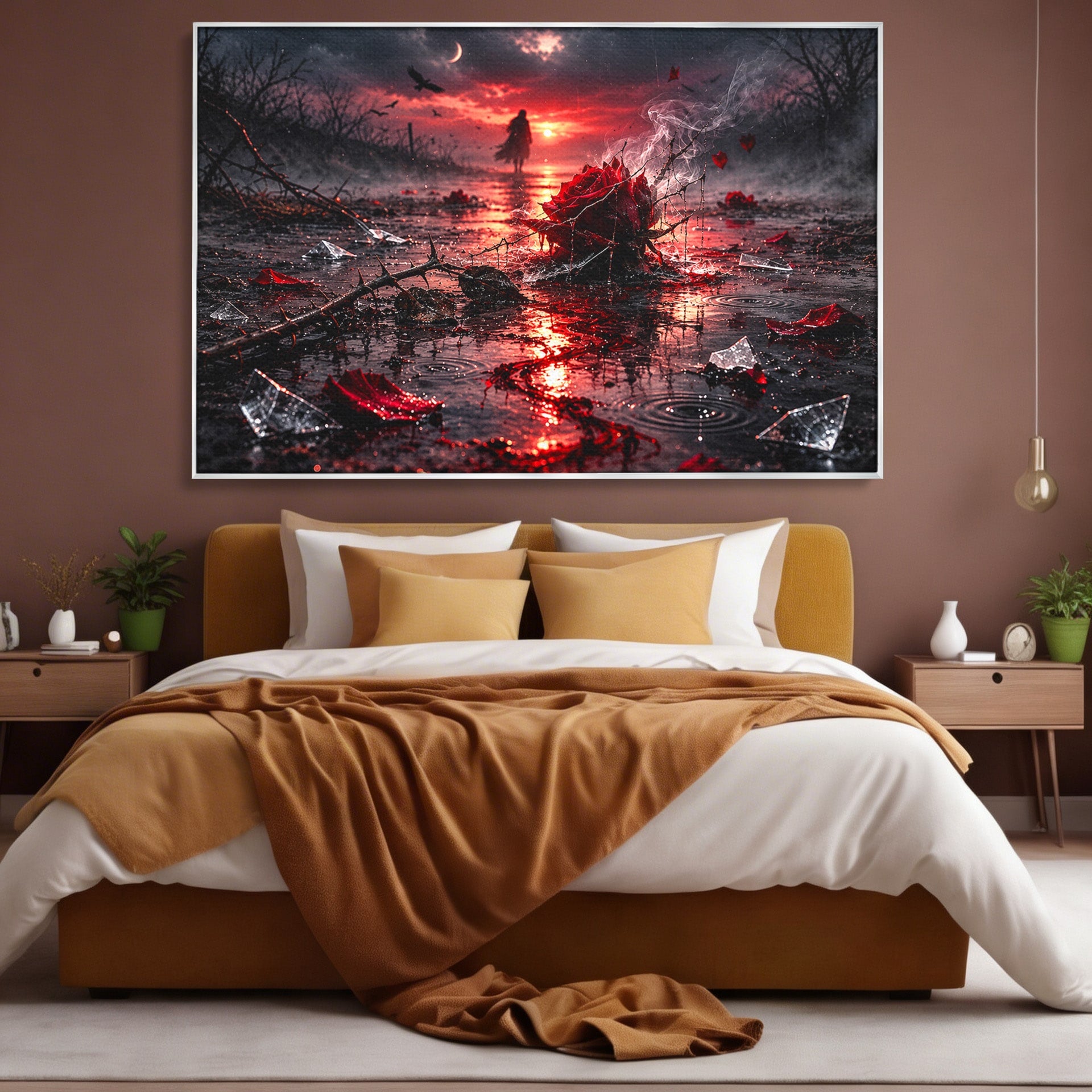 Tablou Canvas Premium LuxCanva® U1018, Trandafirul Apocaliptic, Peisaj, Dramatic, Trandafir, Apocalipsa, Living, Dormitor, Culori Vibrante