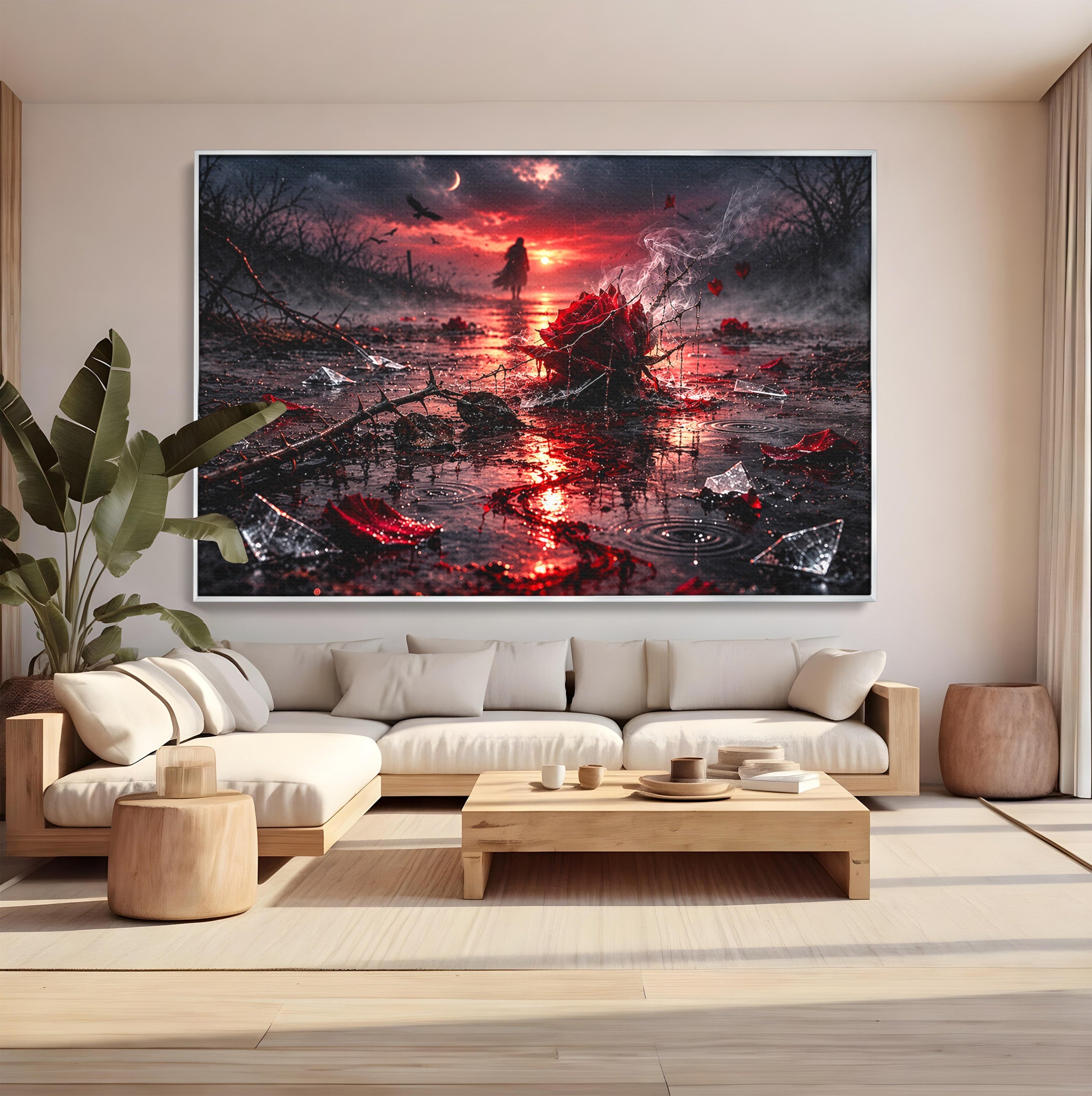 Tablou Canvas Premium LuxCanva® U1018, Trandafirul Apocaliptic, Peisaj, Dramatic, Trandafir, Apocalipsa, Living, Dormitor, Culori Vibrante