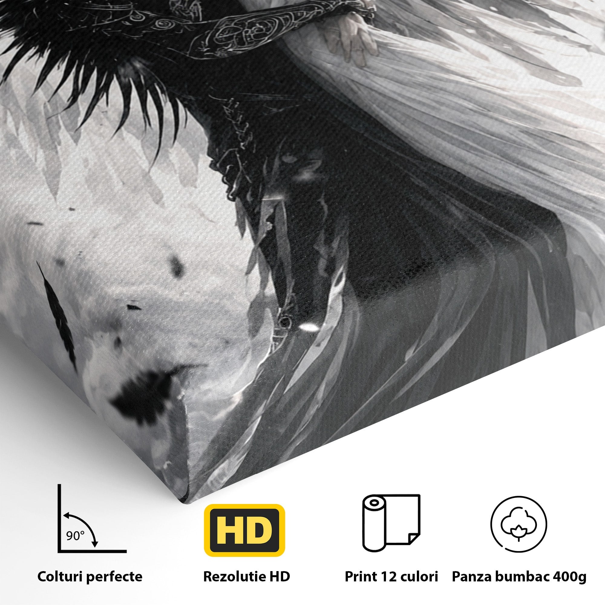 Tablou Canvas Premium LuxCanva® U1019, Ingerii Contrastului, Arta Digitala, Ingeri, Dormitor, Living, Culori Vibrante