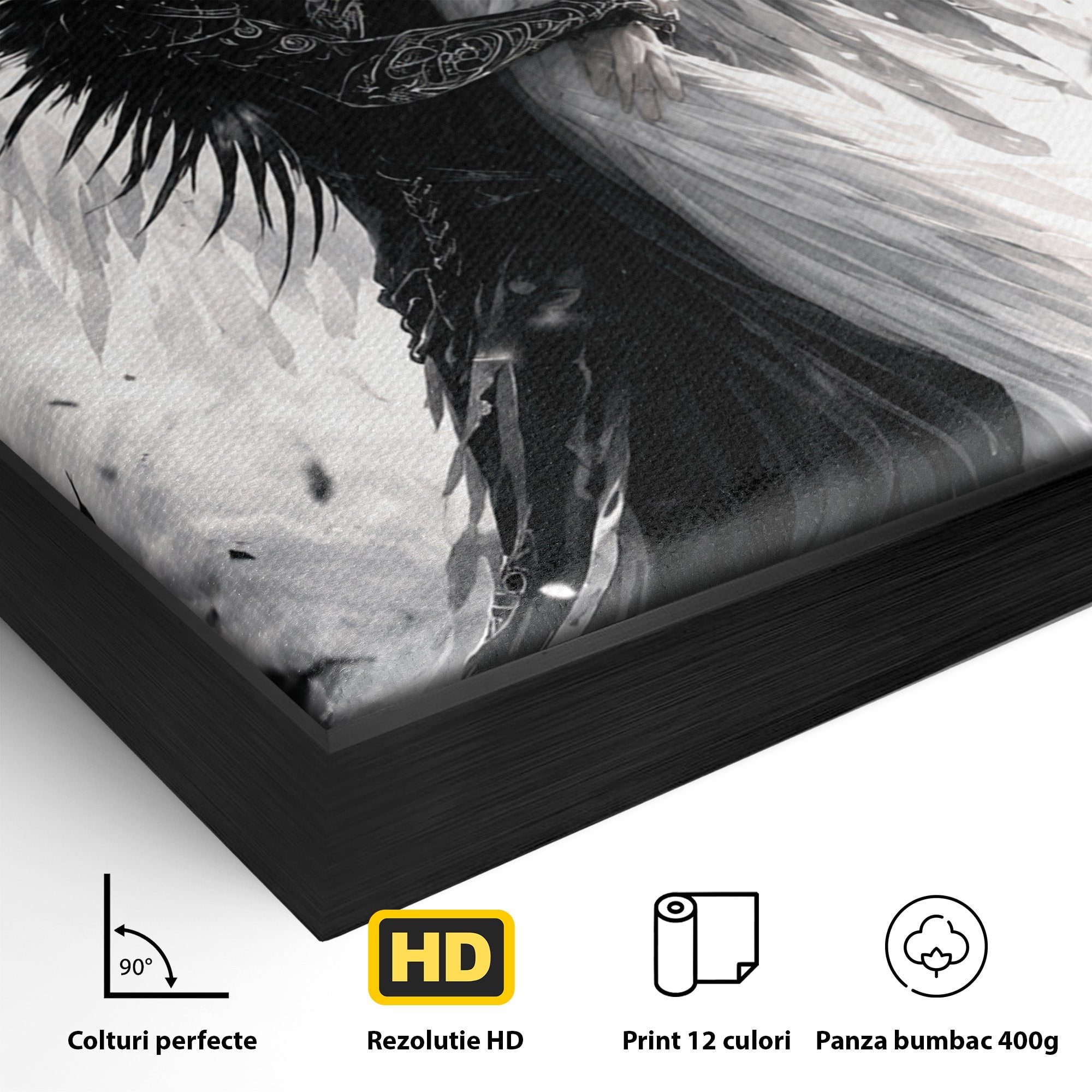 Tablou Canvas Premium LuxCanva® U1019, Ingerii Contrastului, Arta Digitala, Ingeri, Dormitor, Living, Culori Vibrante
