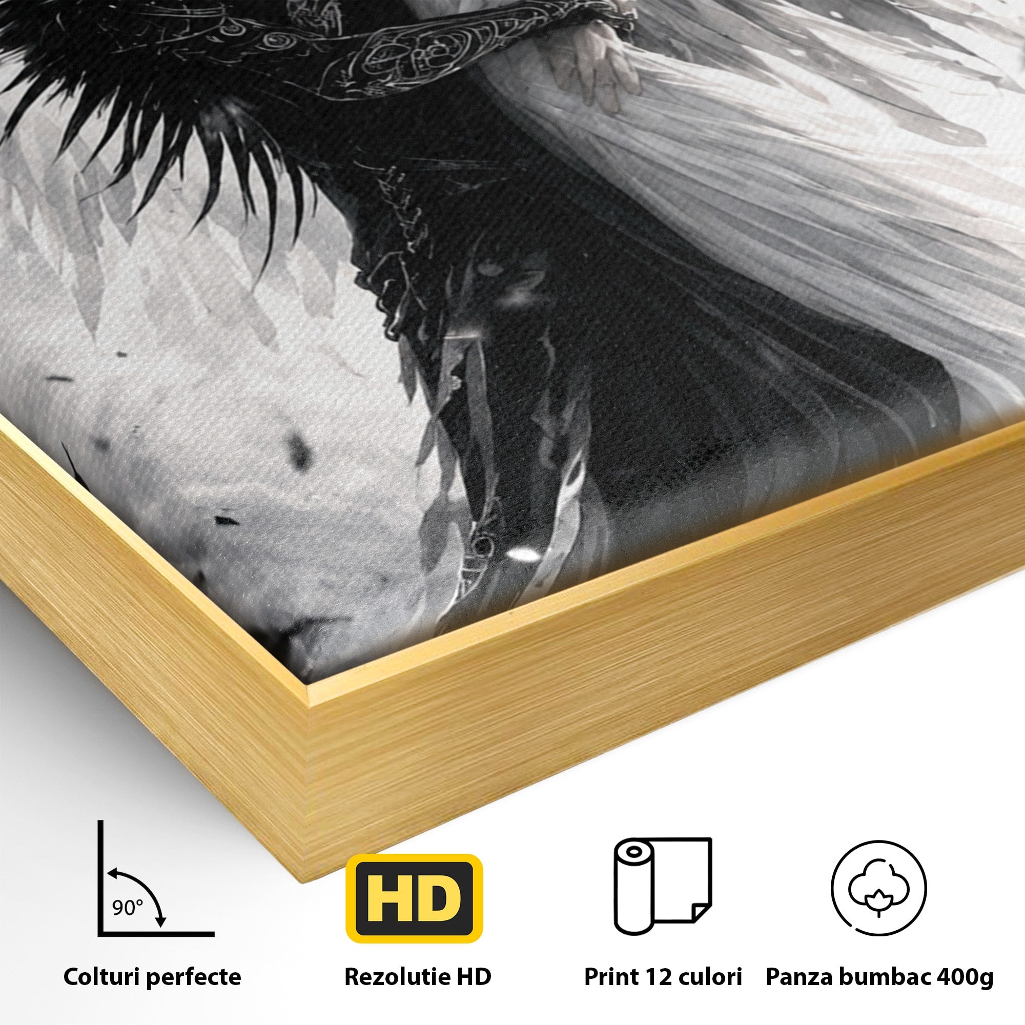 Tablou Canvas Premium LuxCanva® U1019, Ingerii Contrastului, Arta Digitala, Ingeri, Dormitor, Living, Culori Vibrante